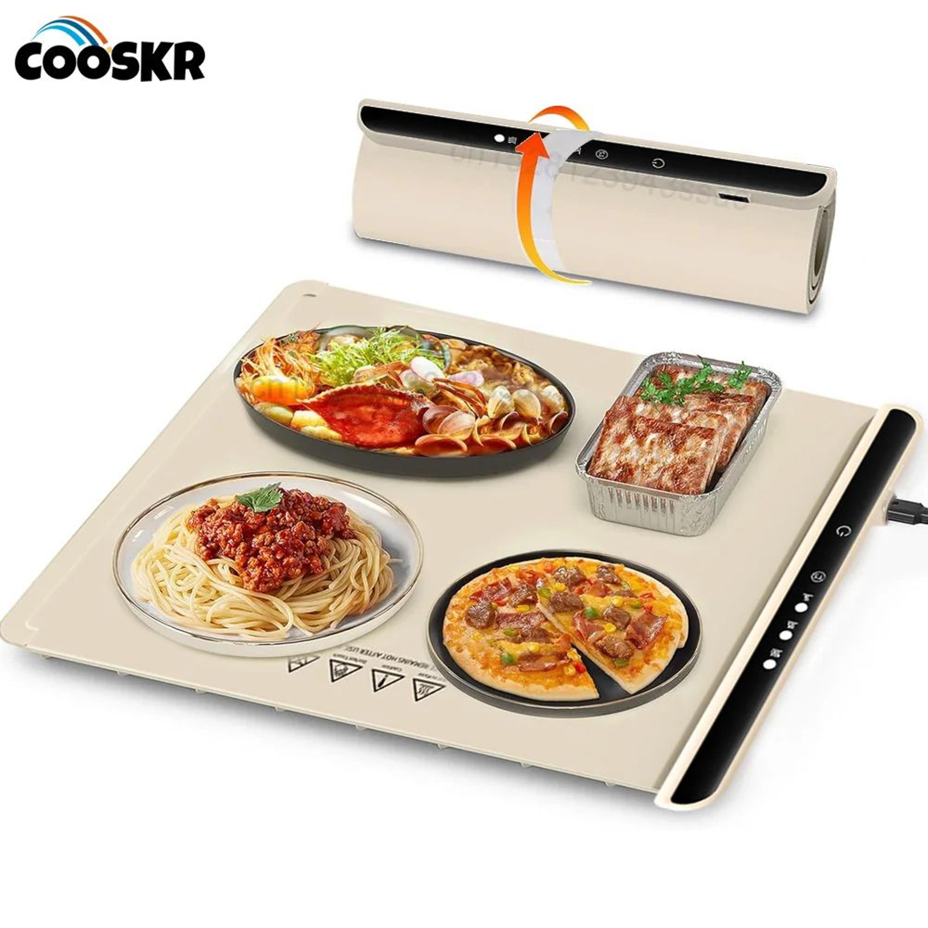 cooskr foldable electric warming tray – portable full surface fast-heating food warmer mat
