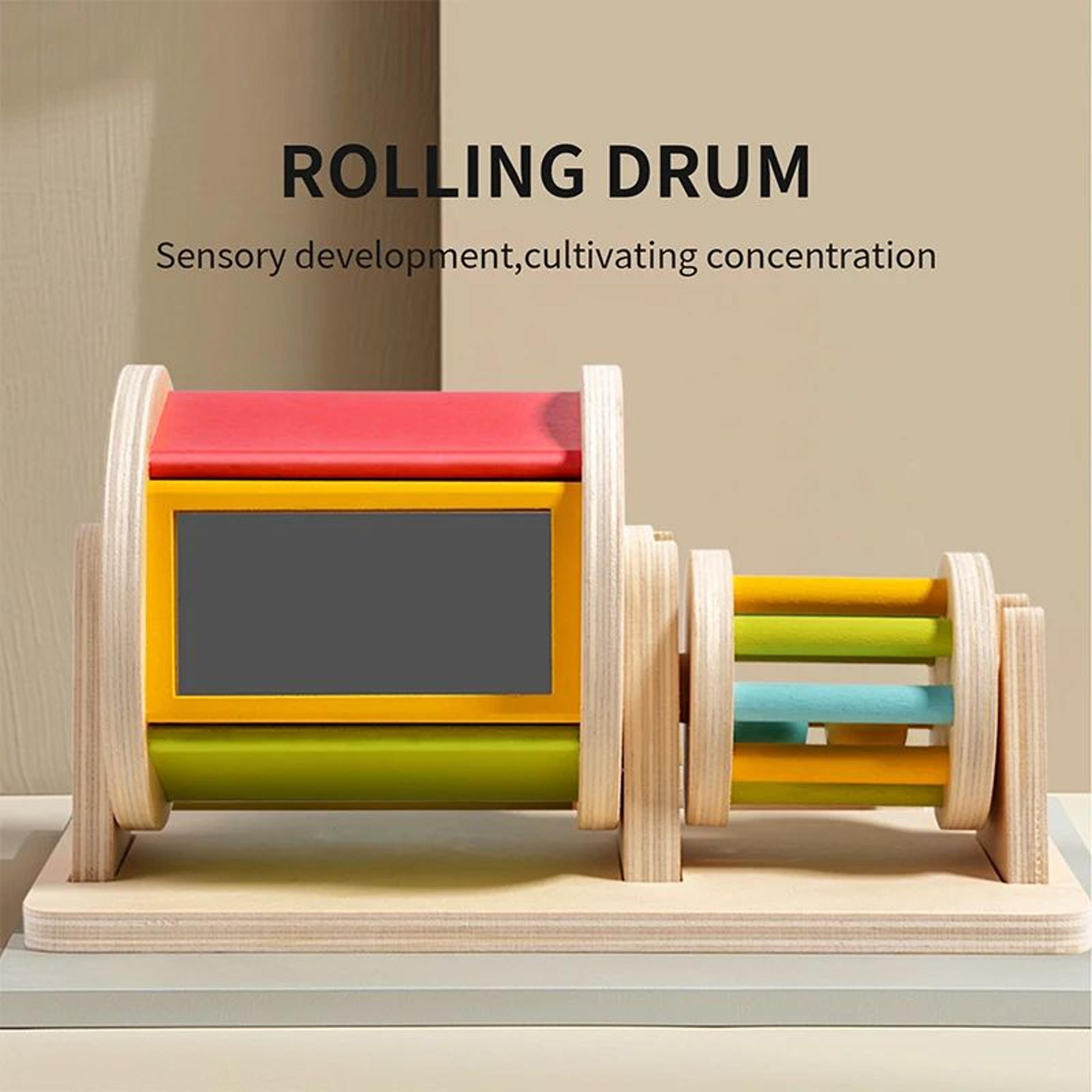 spin & learn montessori wooden spinning drum toy for toddlers
