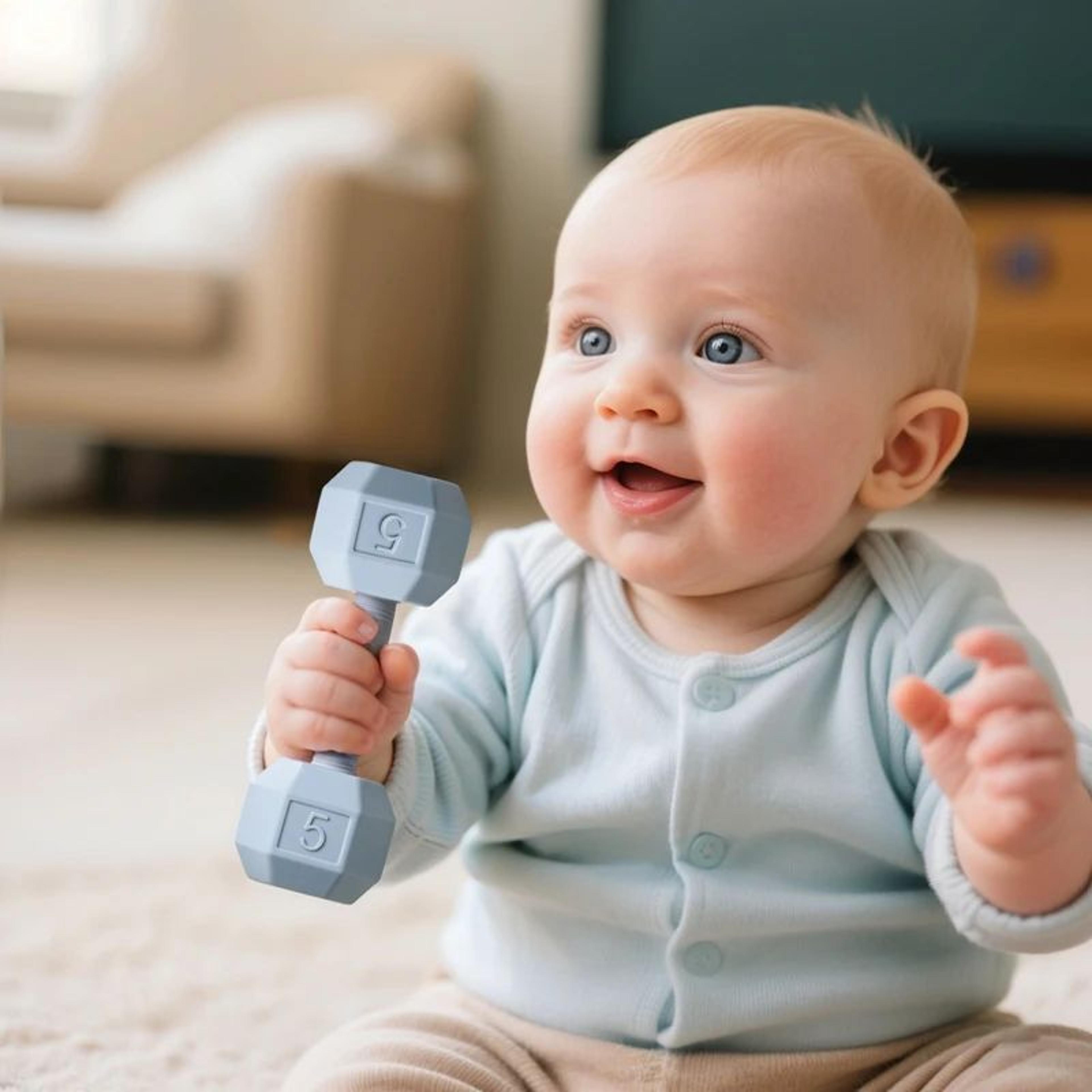cheerbell silicone teething dumbbell rattle toy for babies