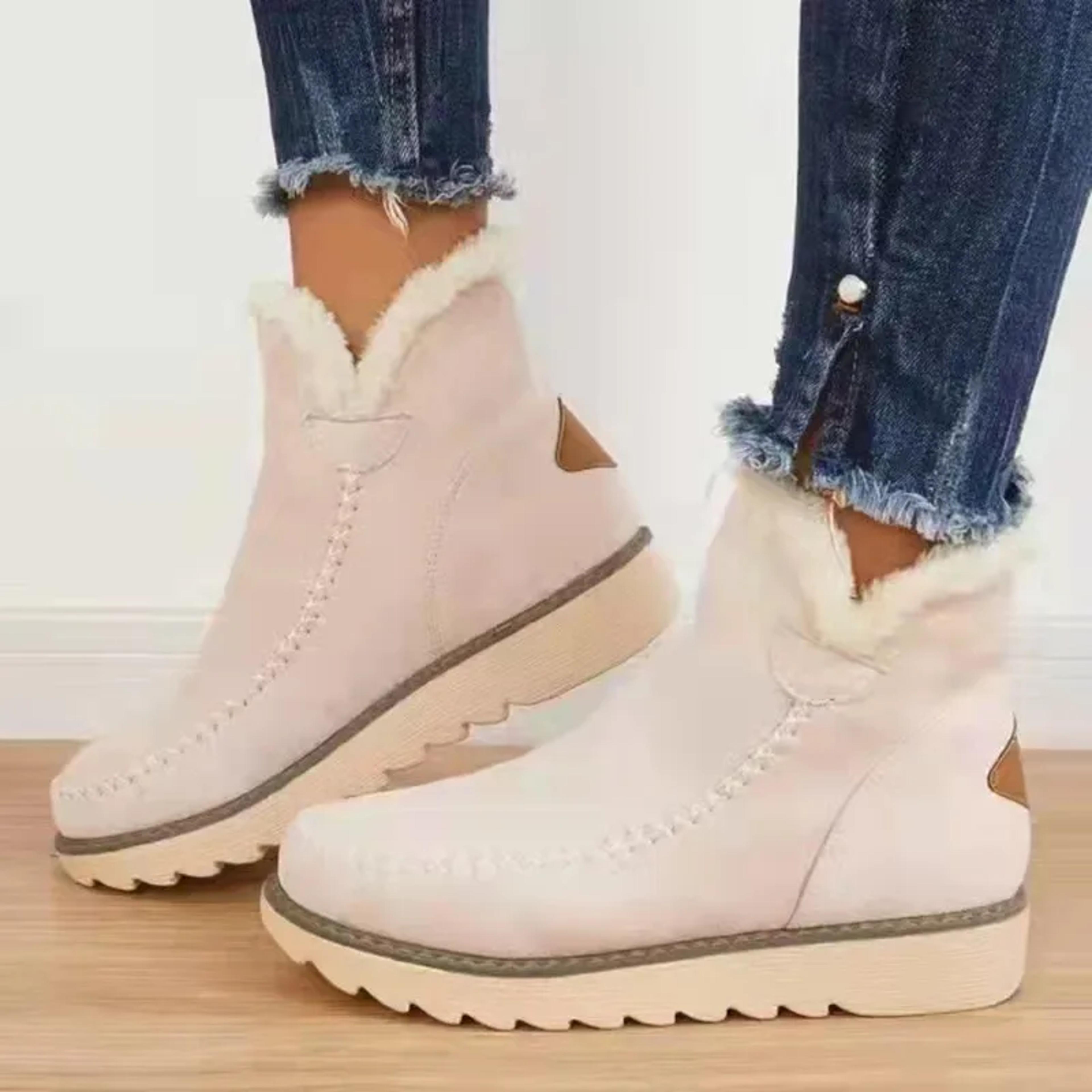 women's slip-on platform snow boots for warm, steady winter walking comfort