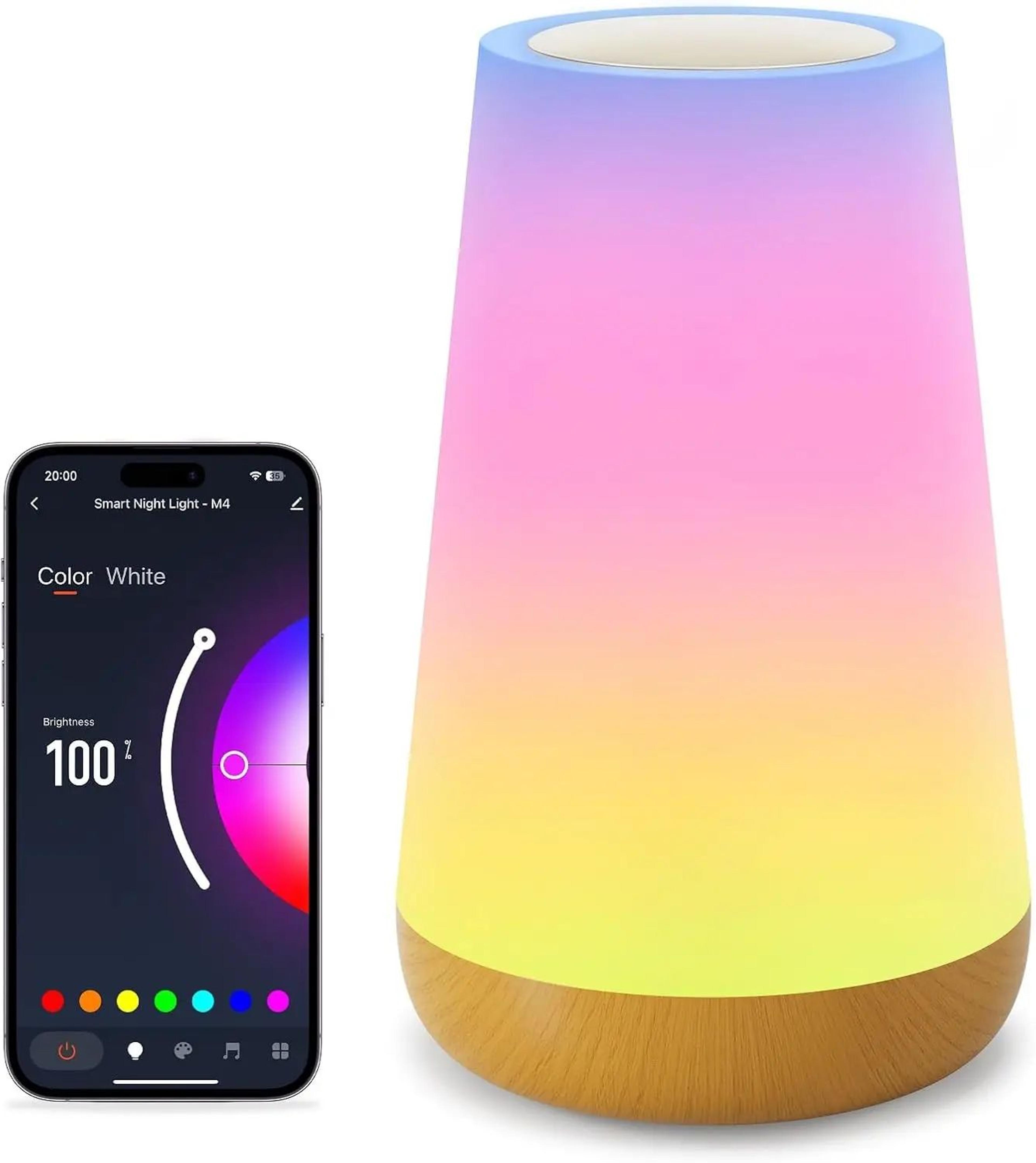 tuya smart wifi rgb bedside lamp – app & voice control ambient night light