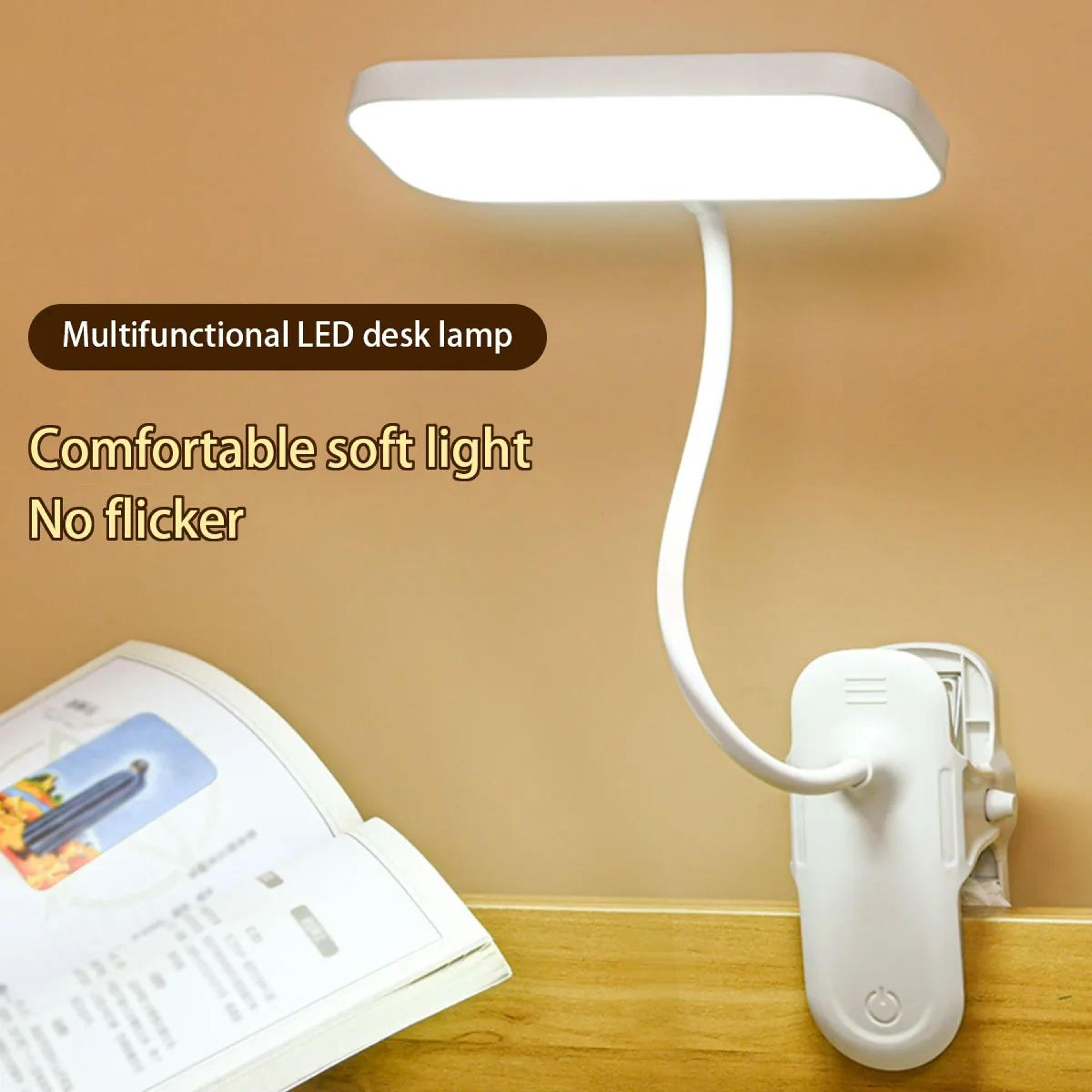 rechargeable led clip desk lamp – 3-mode dimmable eye protection reading light