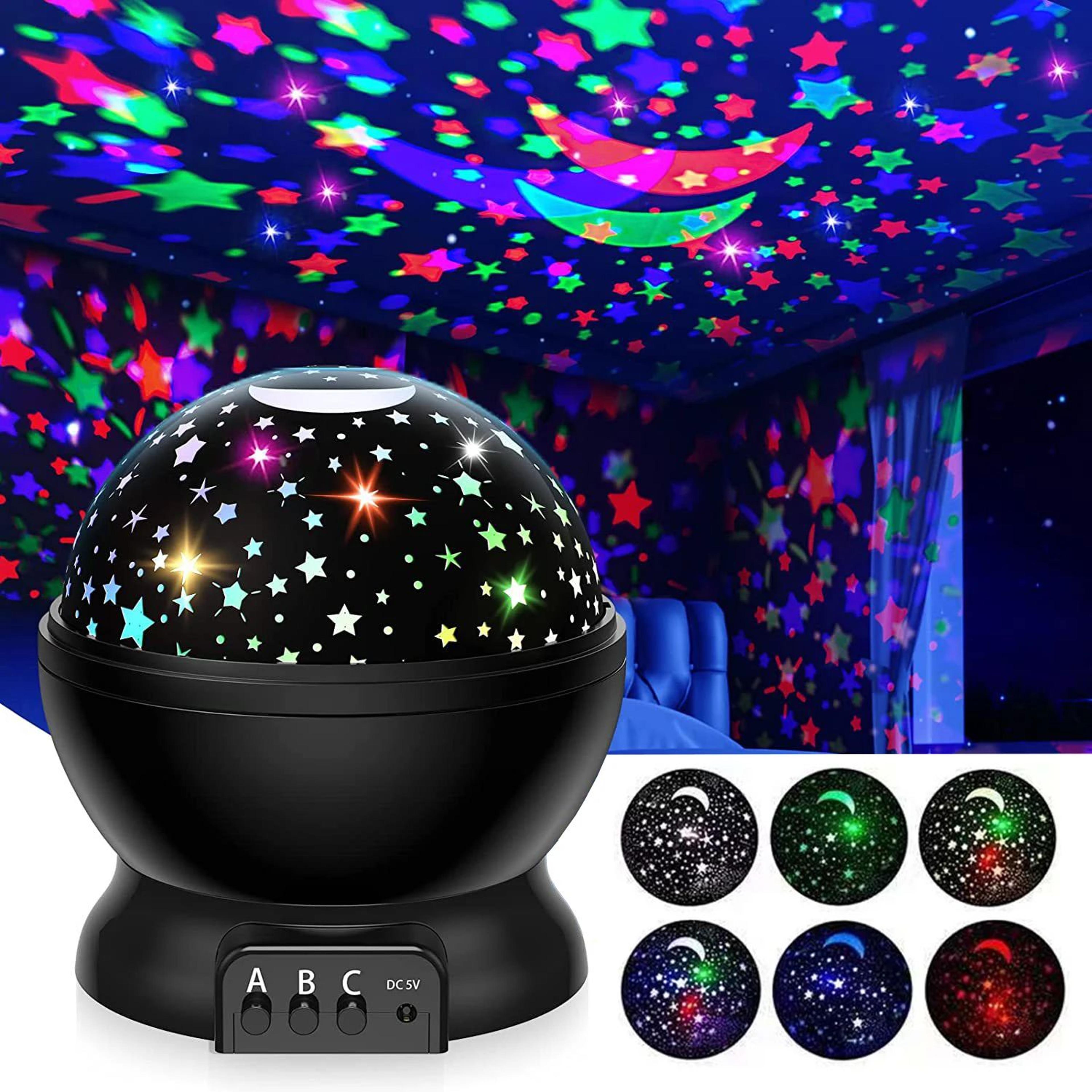 rotating starry sky night light projector – led galaxy & moon ceiling lamp for kids bedroom and nursery