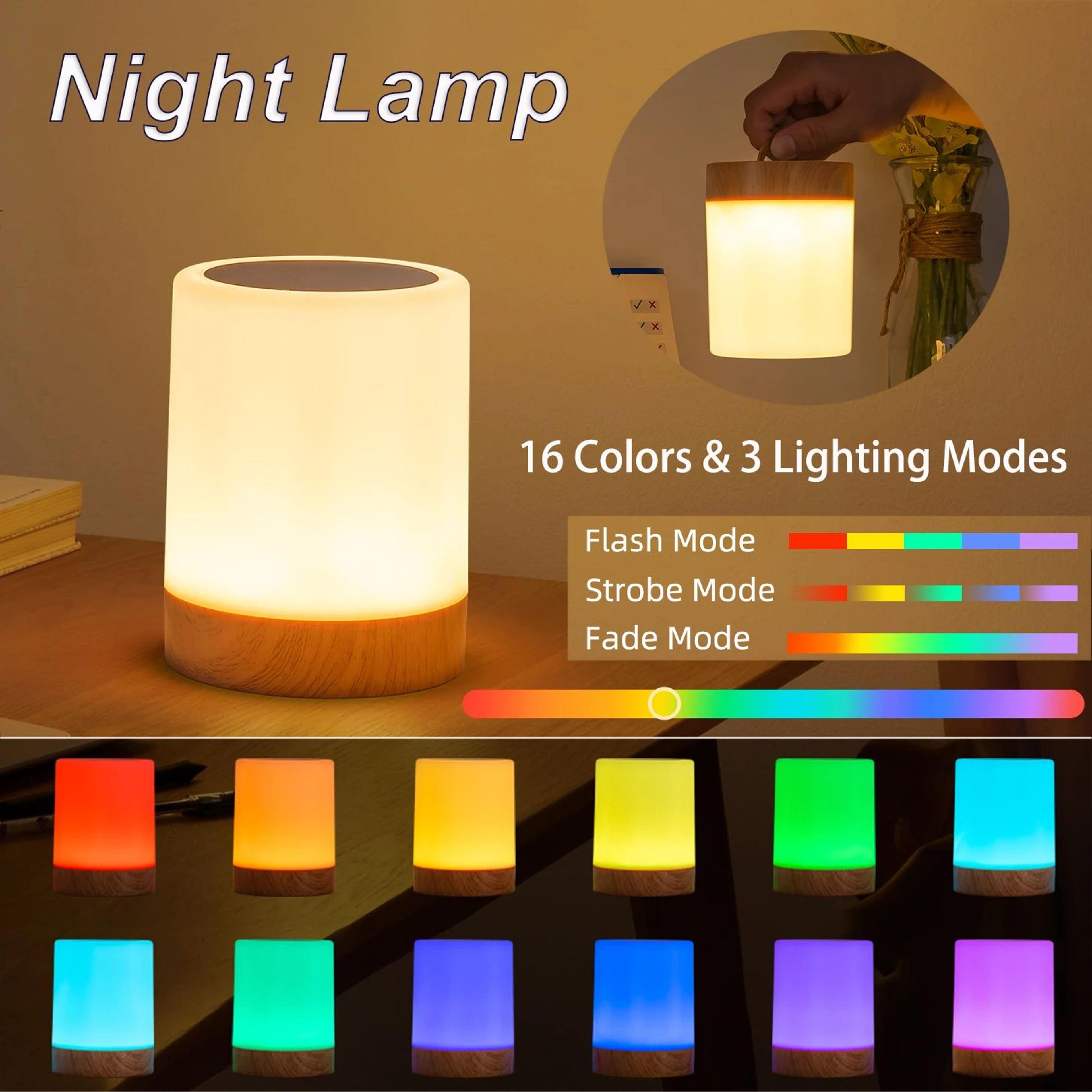 rgb touch control led bedside lamp – 16 color changing rechargeable night light with remote