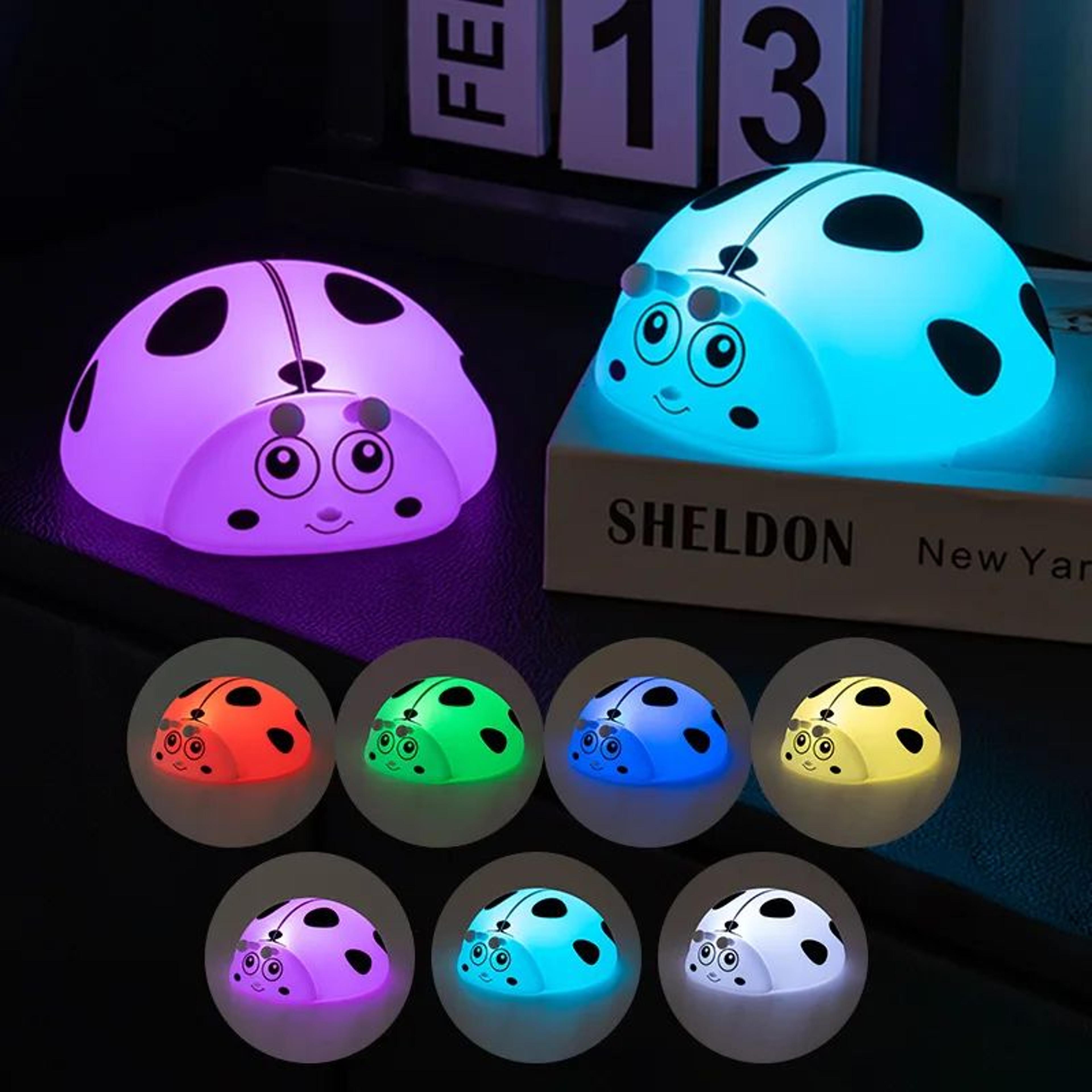 cute ladybug silicone led night light – touch control rechargeable nursery bedside lamp