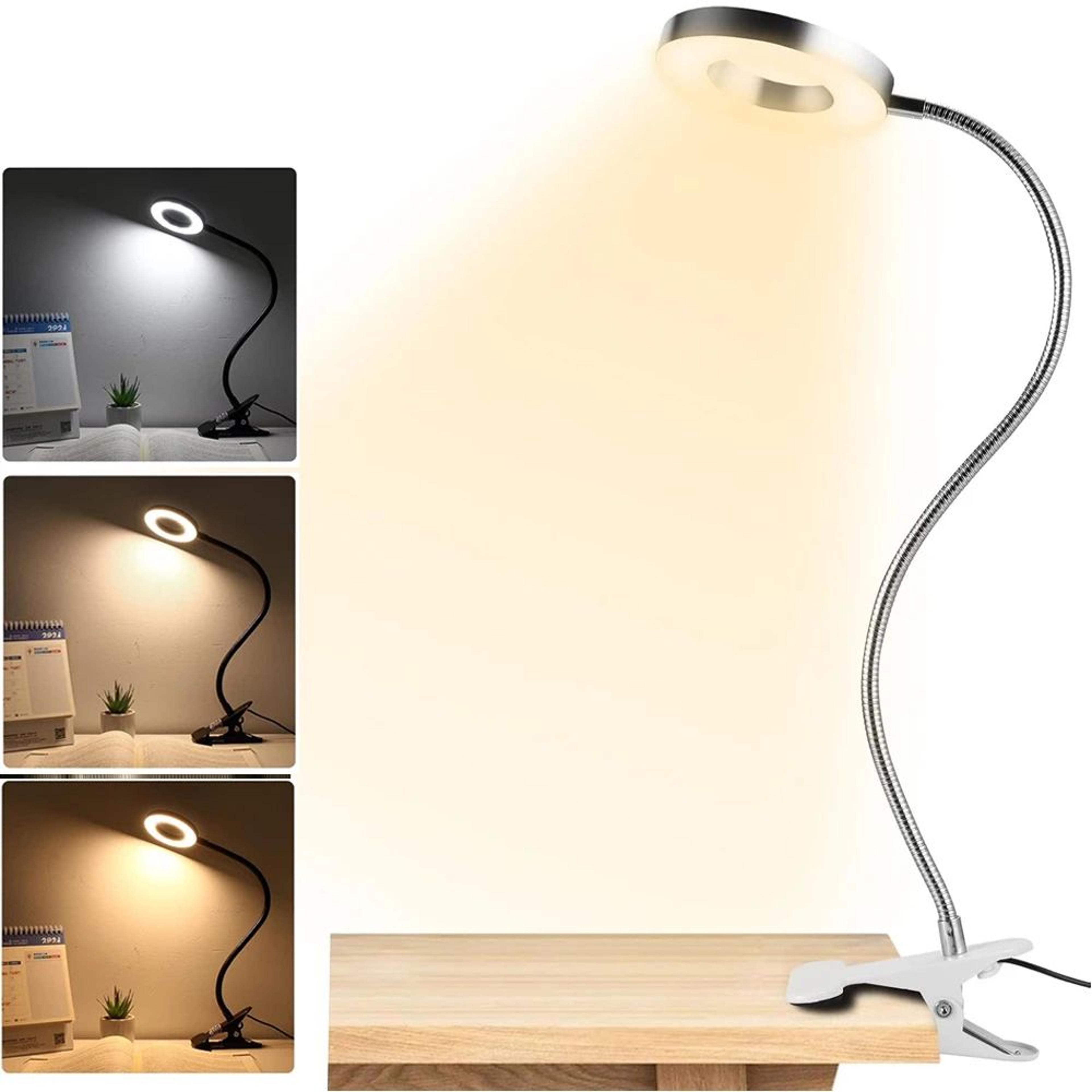 usb clip-on led reading lamp – 360° flexible gooseneck dimmable eye care desk light