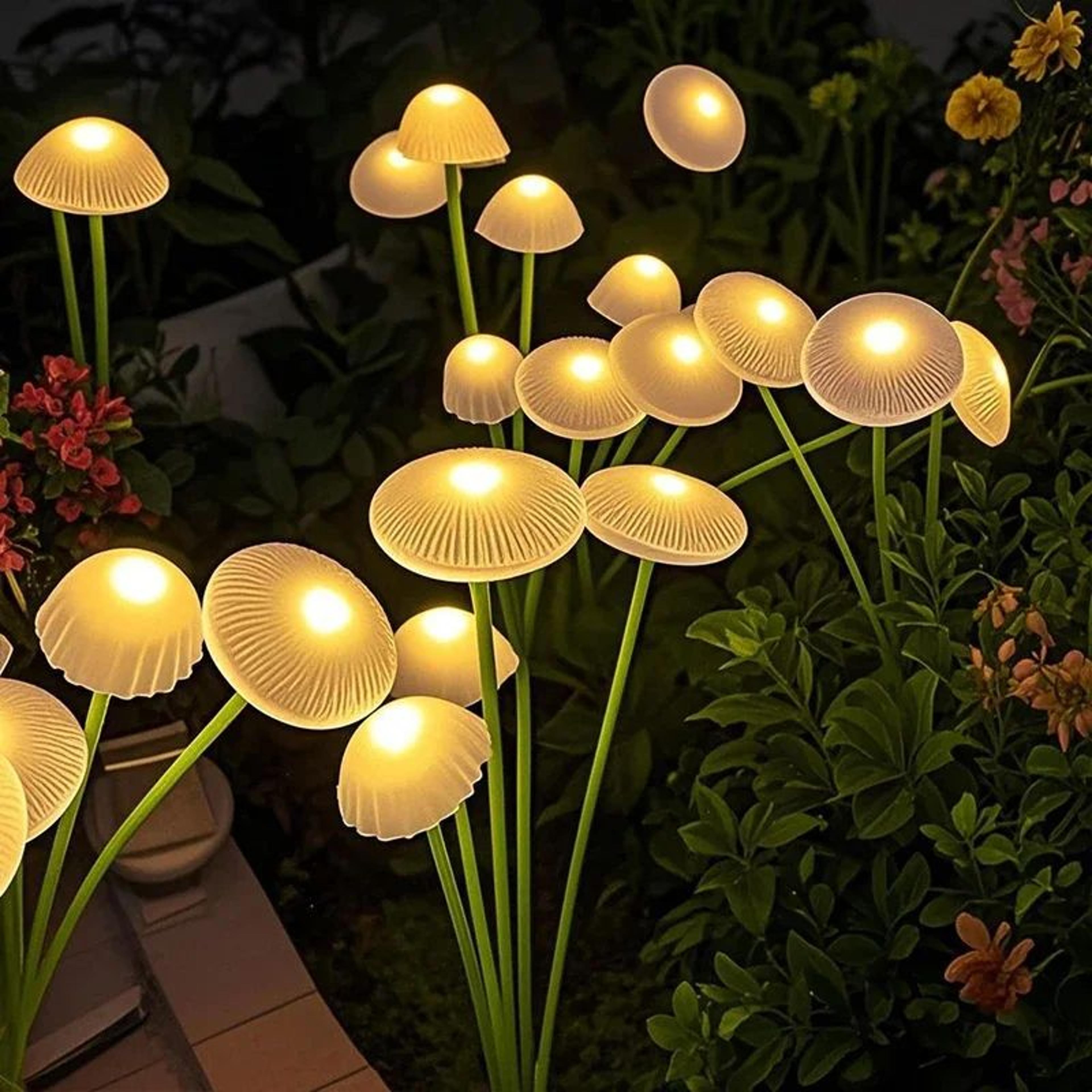 solar mushroom garden lights dual mode led waterproof outdoor pathway & yard decor