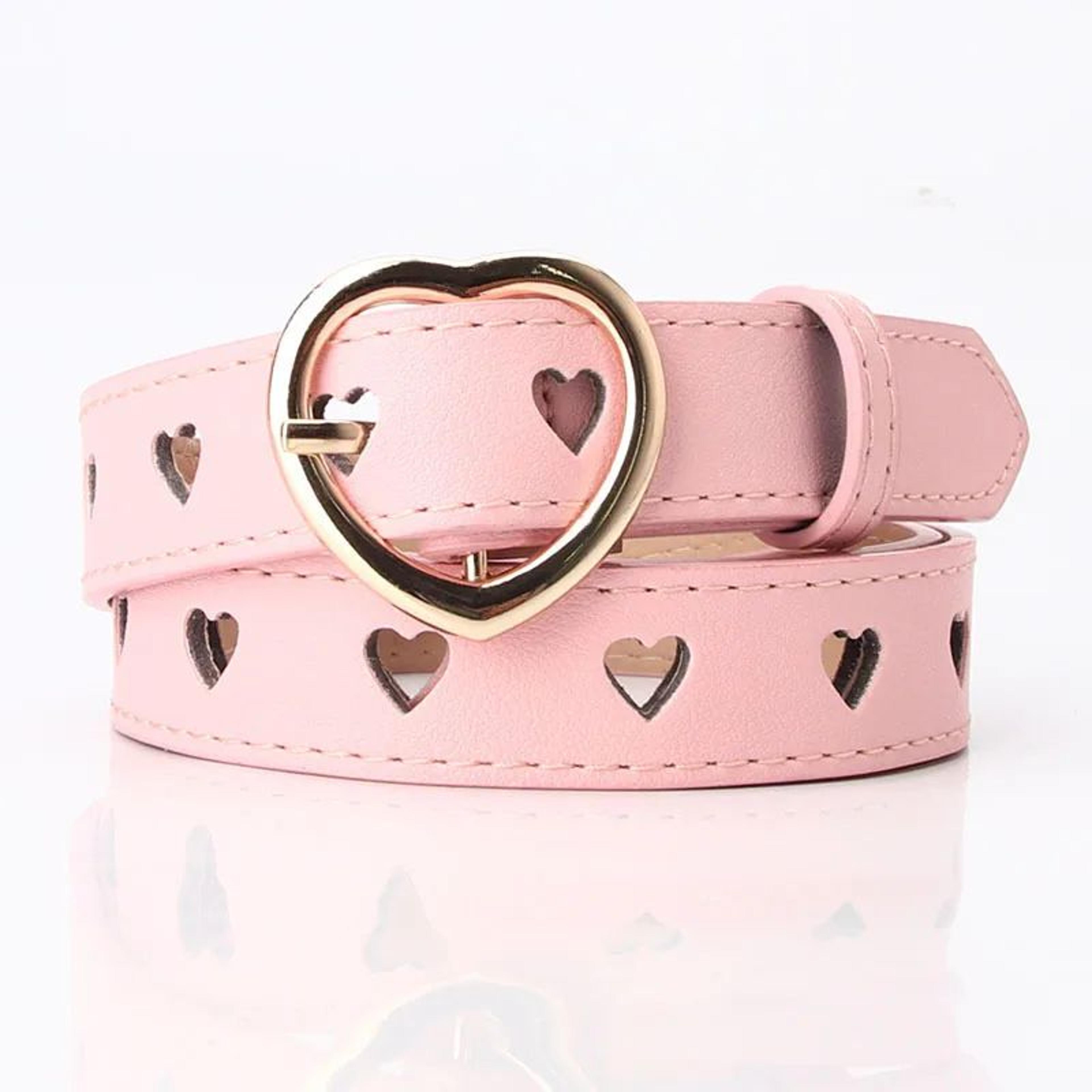 women's heart buckle pin belt – stylish versatile waist belt for jeans & dresses