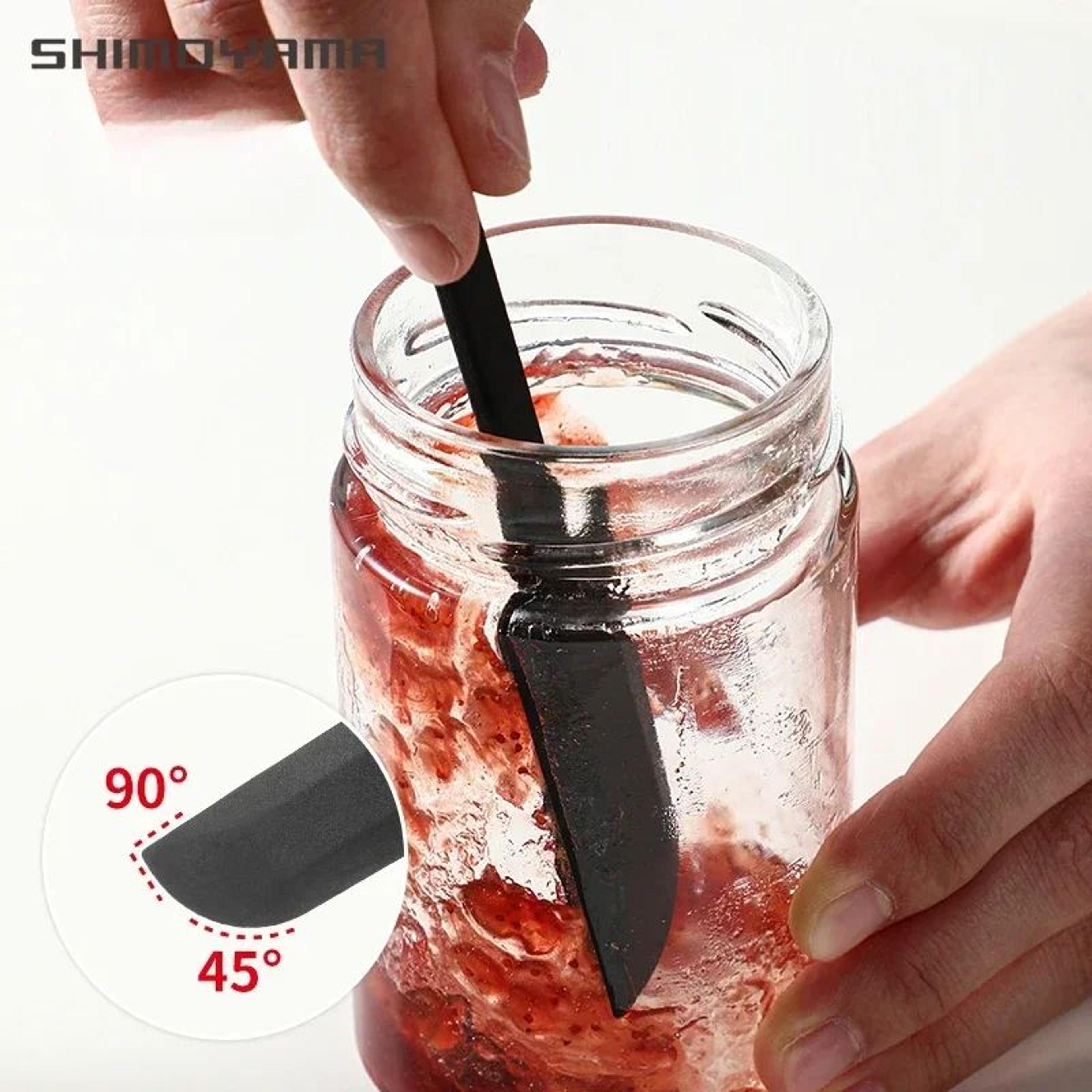 shimoyama silicone jam spatula – long handle jar scraper for bottles & jars