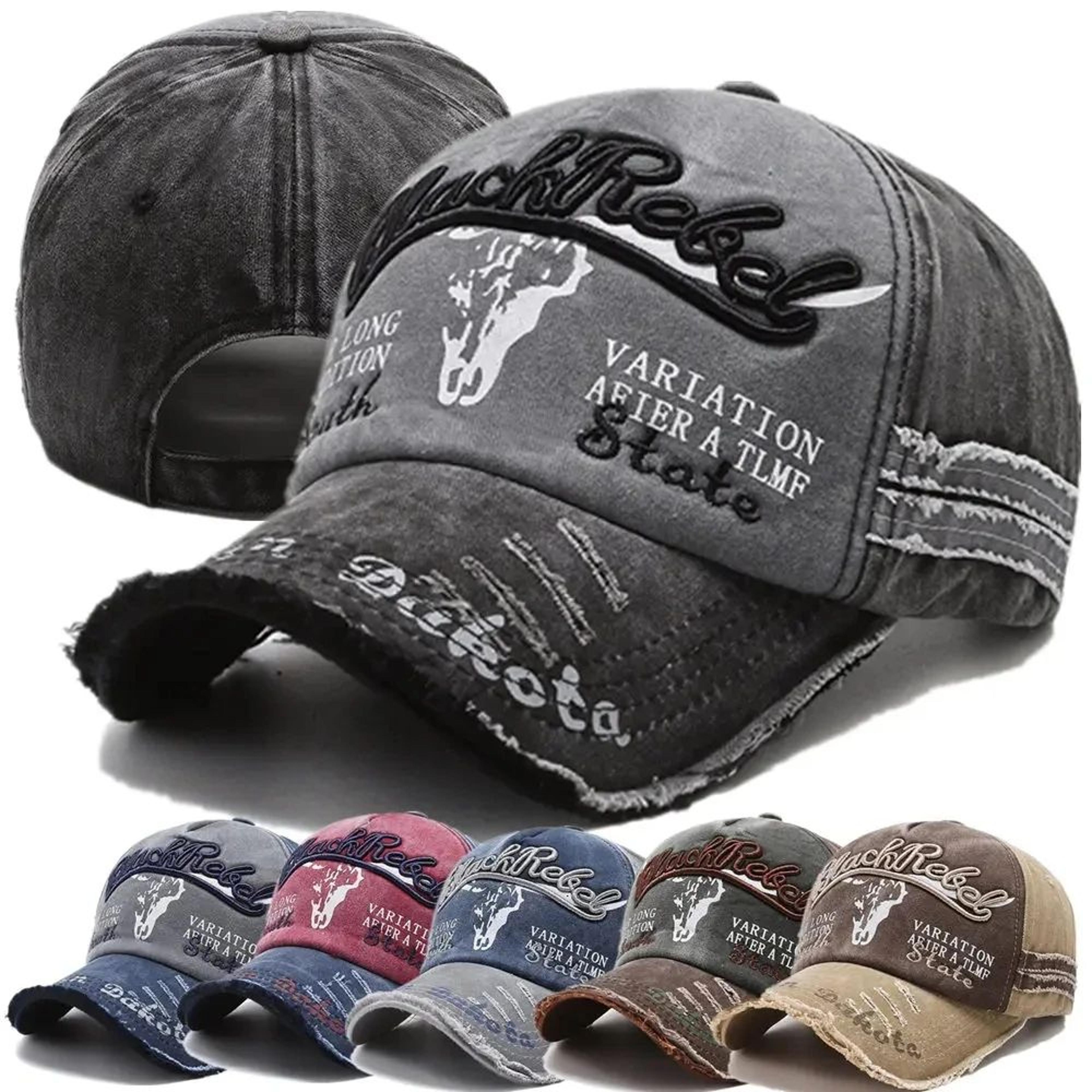 vintage washed cotton baseball cap – embroidered letter cow head adjustable hat