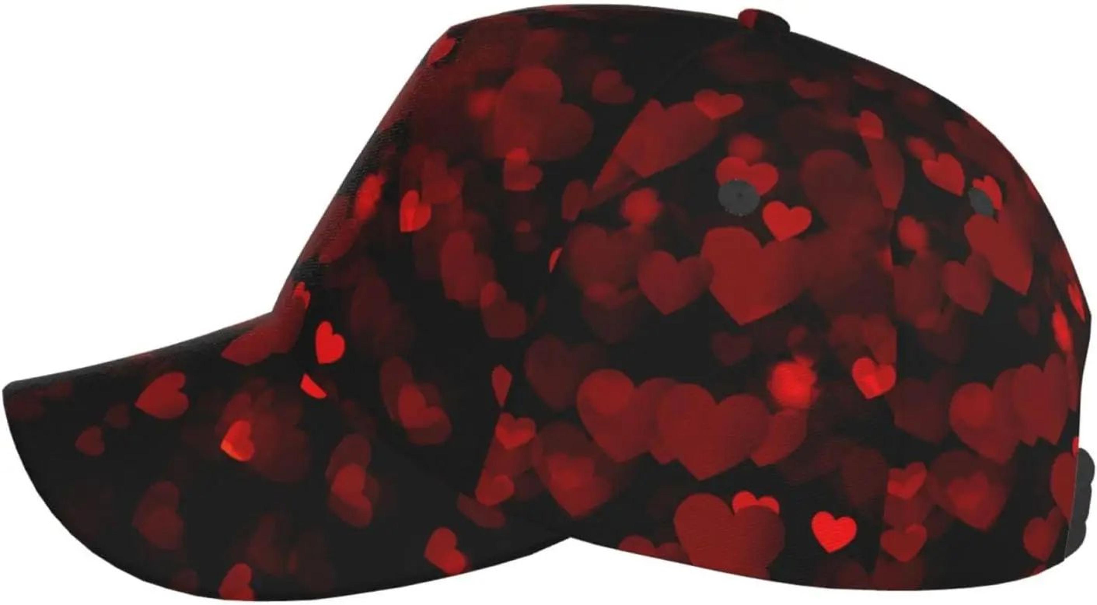 valentine hearts baseball cap – adjustable red romantic sun hat for men & women