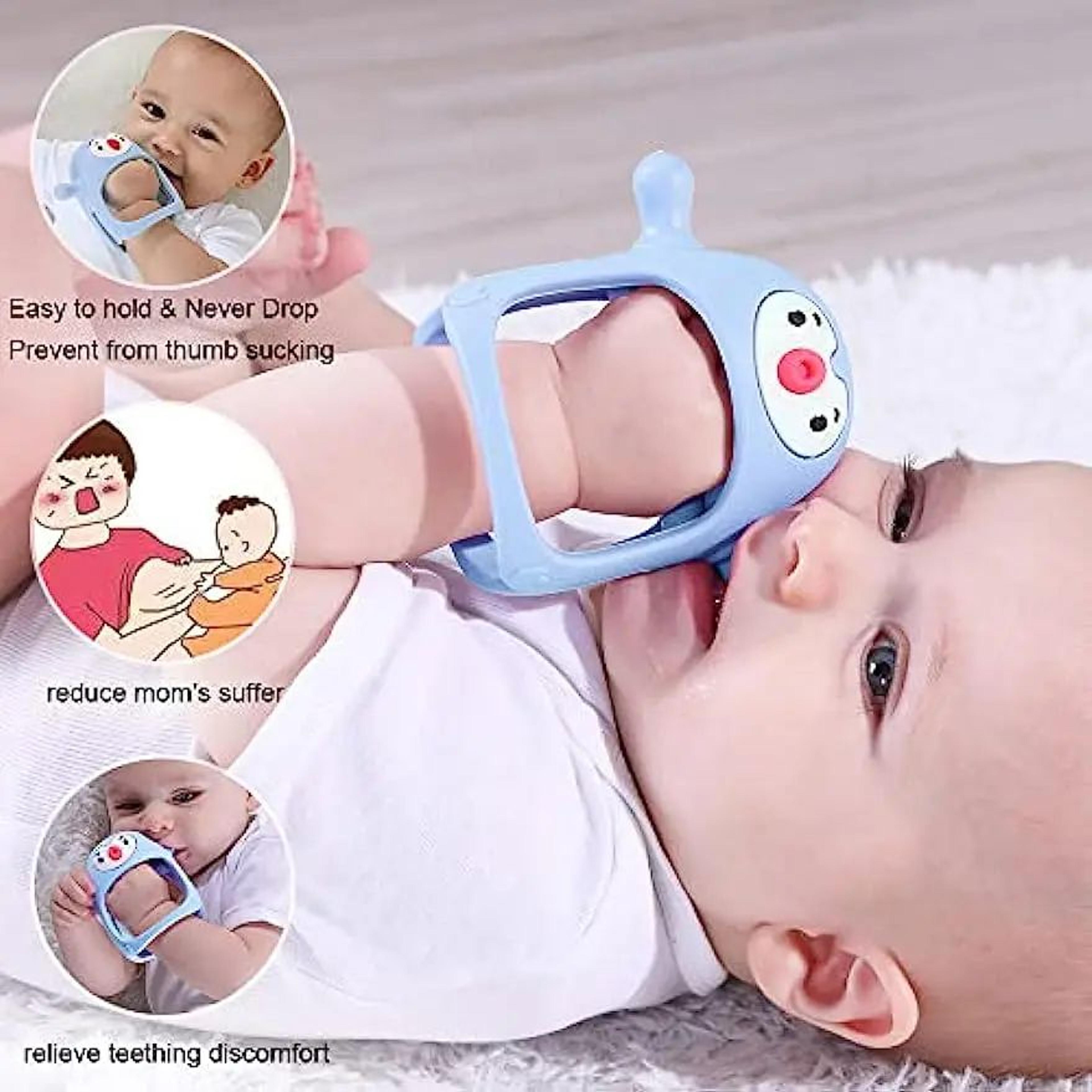silicone wrist teether pacifier for babies – anti-drop infant teething toy (0–6 months)