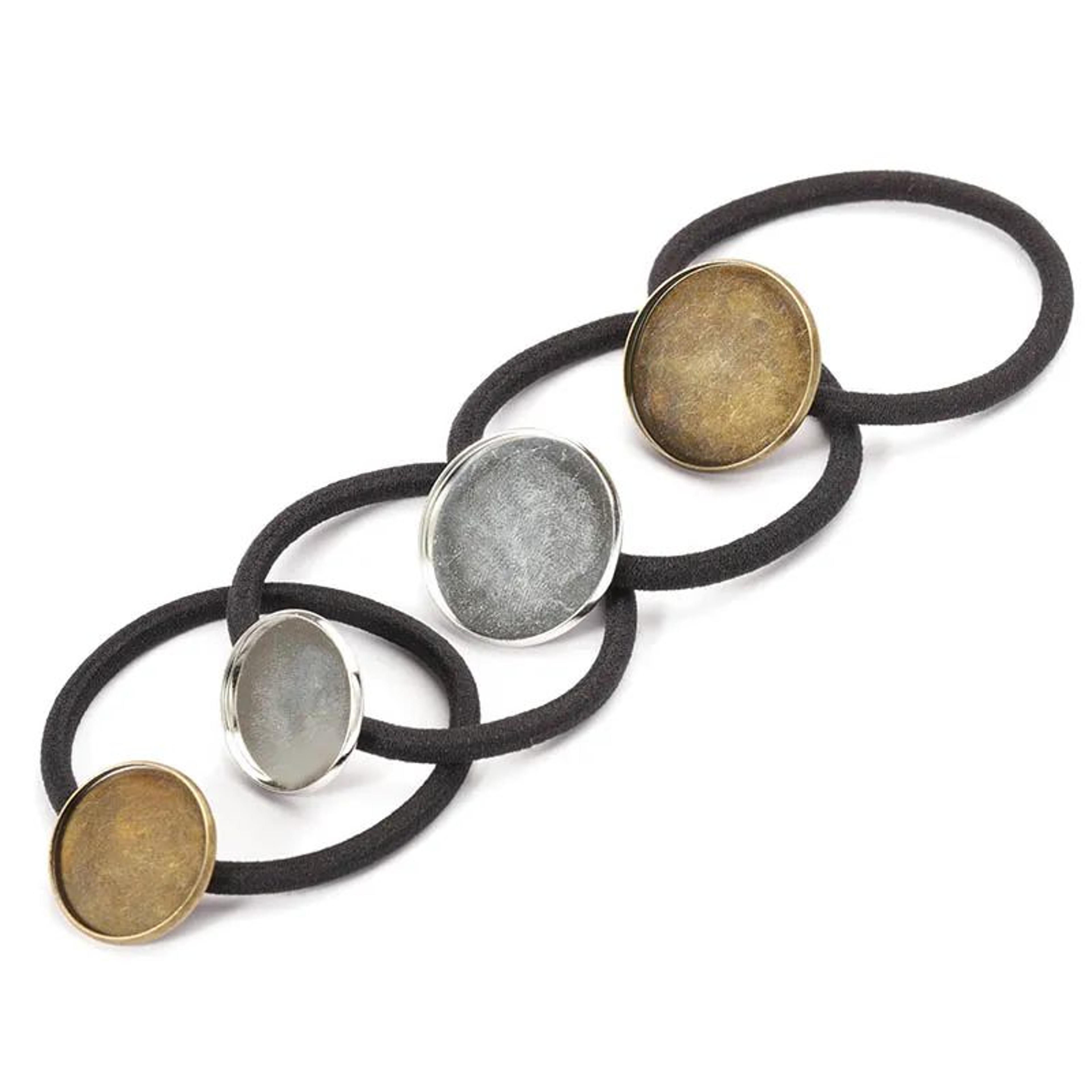 diy scrunchie base with round cabochon bracket – 10pcs metal hair accessory making kit
