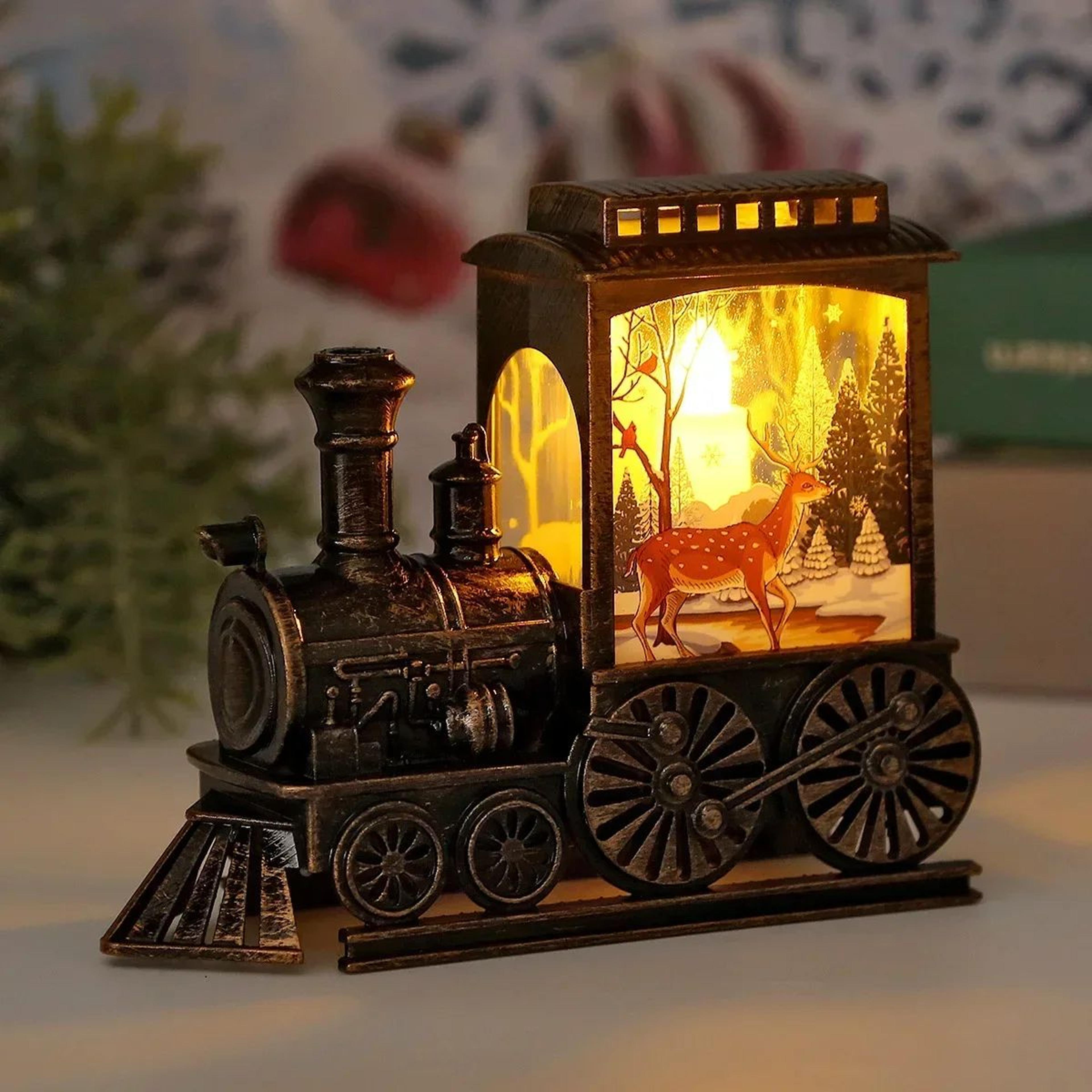 vintage led train night light lantern – portable hanging christmas decorative lamp