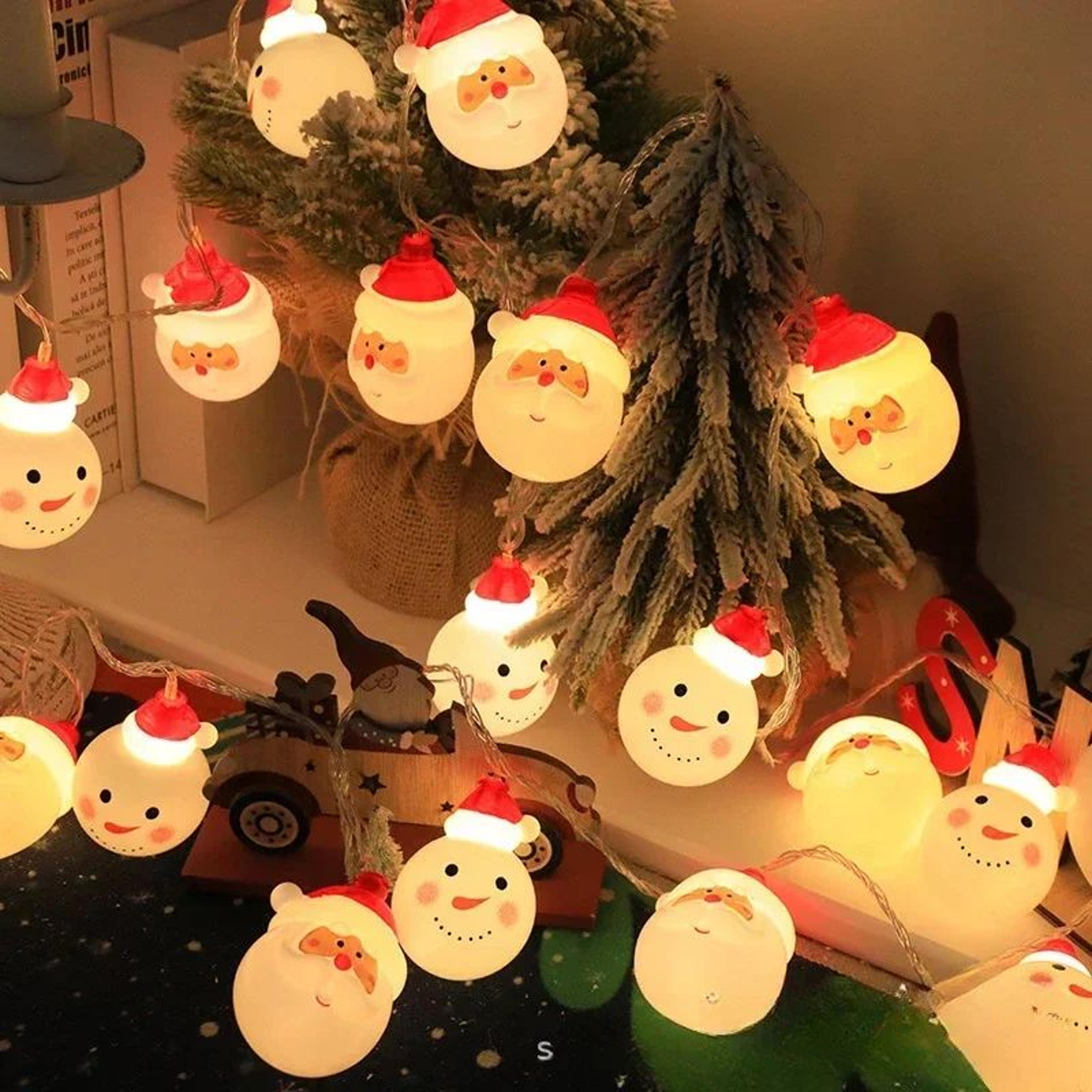 4.9 ft santa claus led string lights – battery powered christmas fairy garland decoration