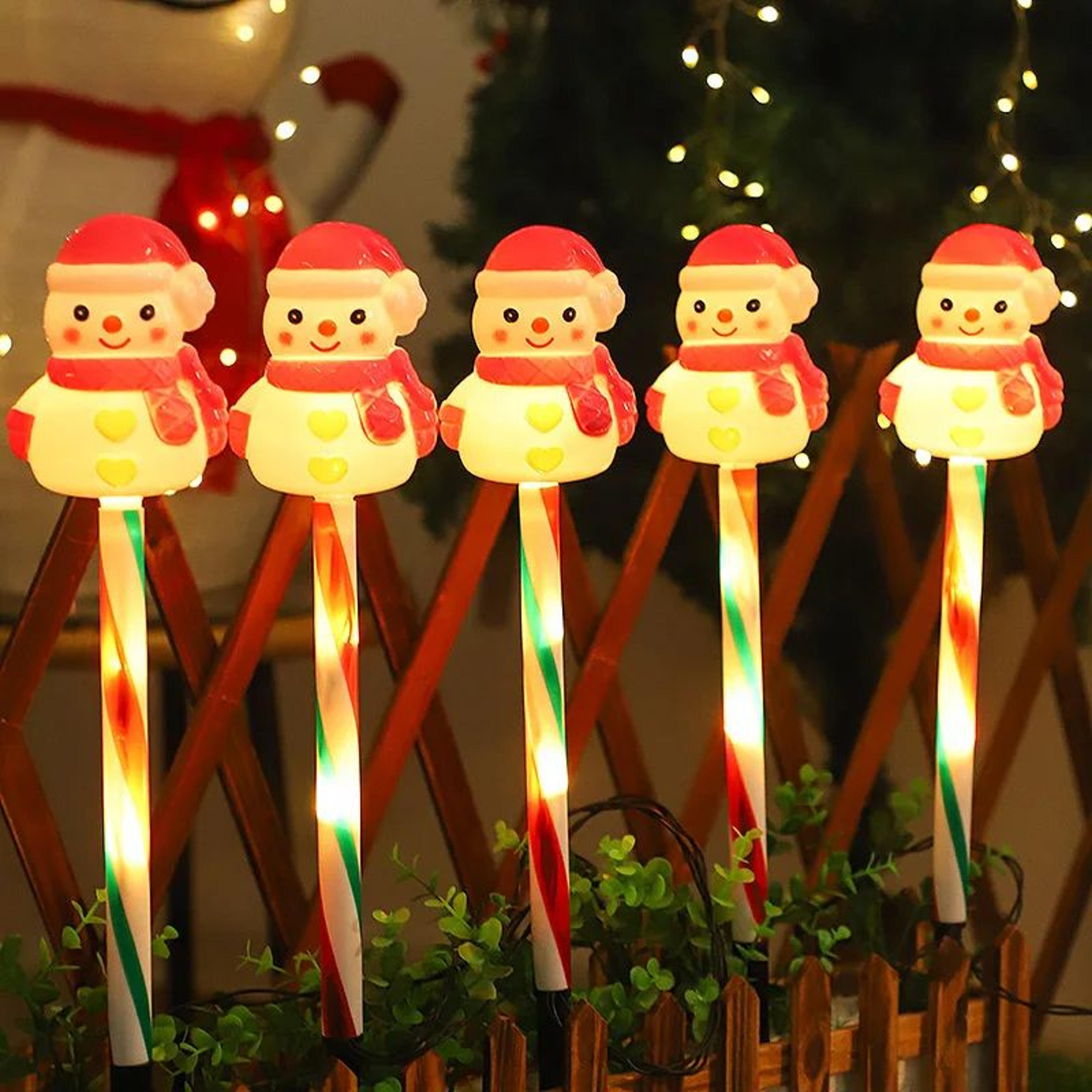 solar christmas santa & snowman garden lantern light – outdoor lawn holiday decoration