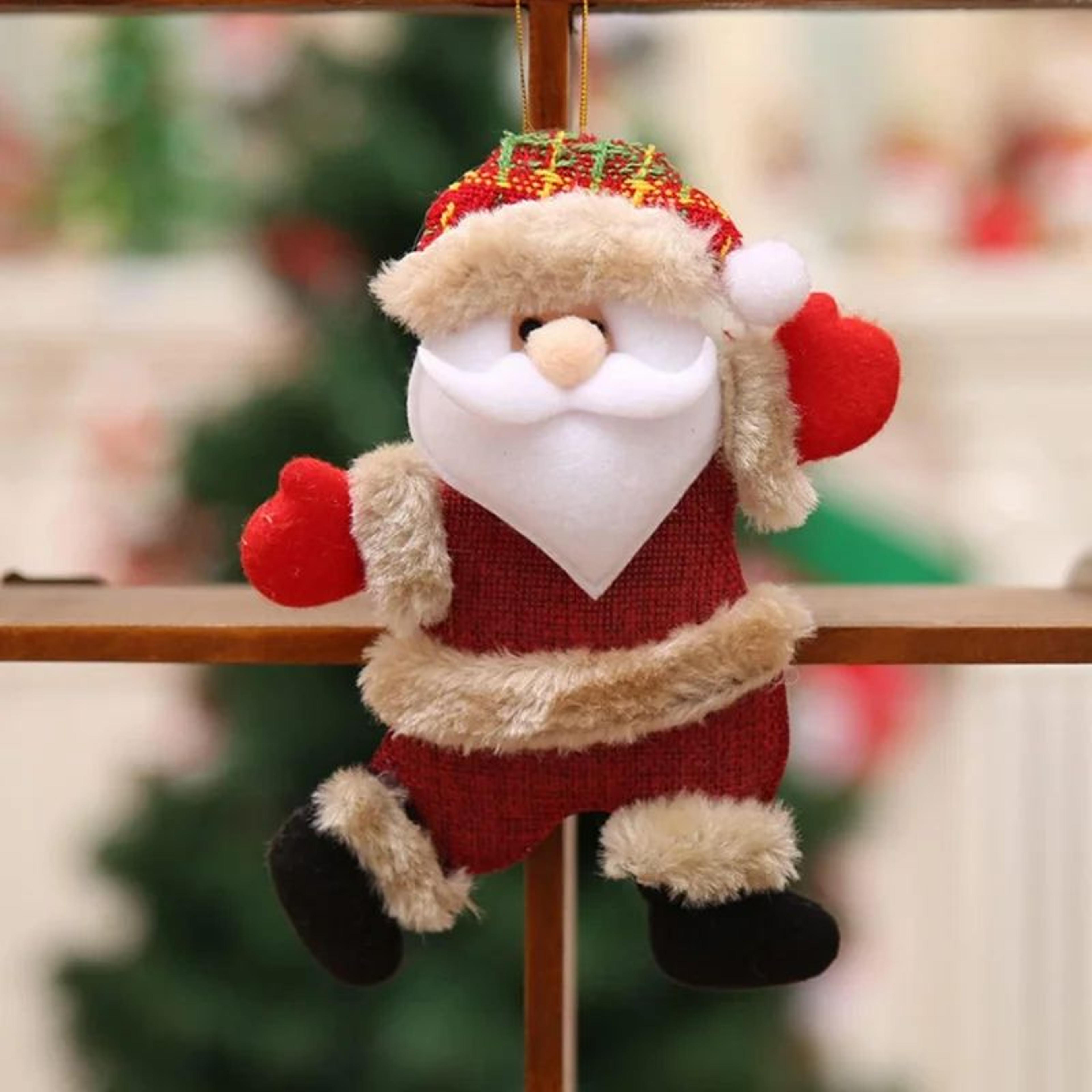 plush christmas tree hanging ornaments – snowman, reindeer & bear holiday decorations