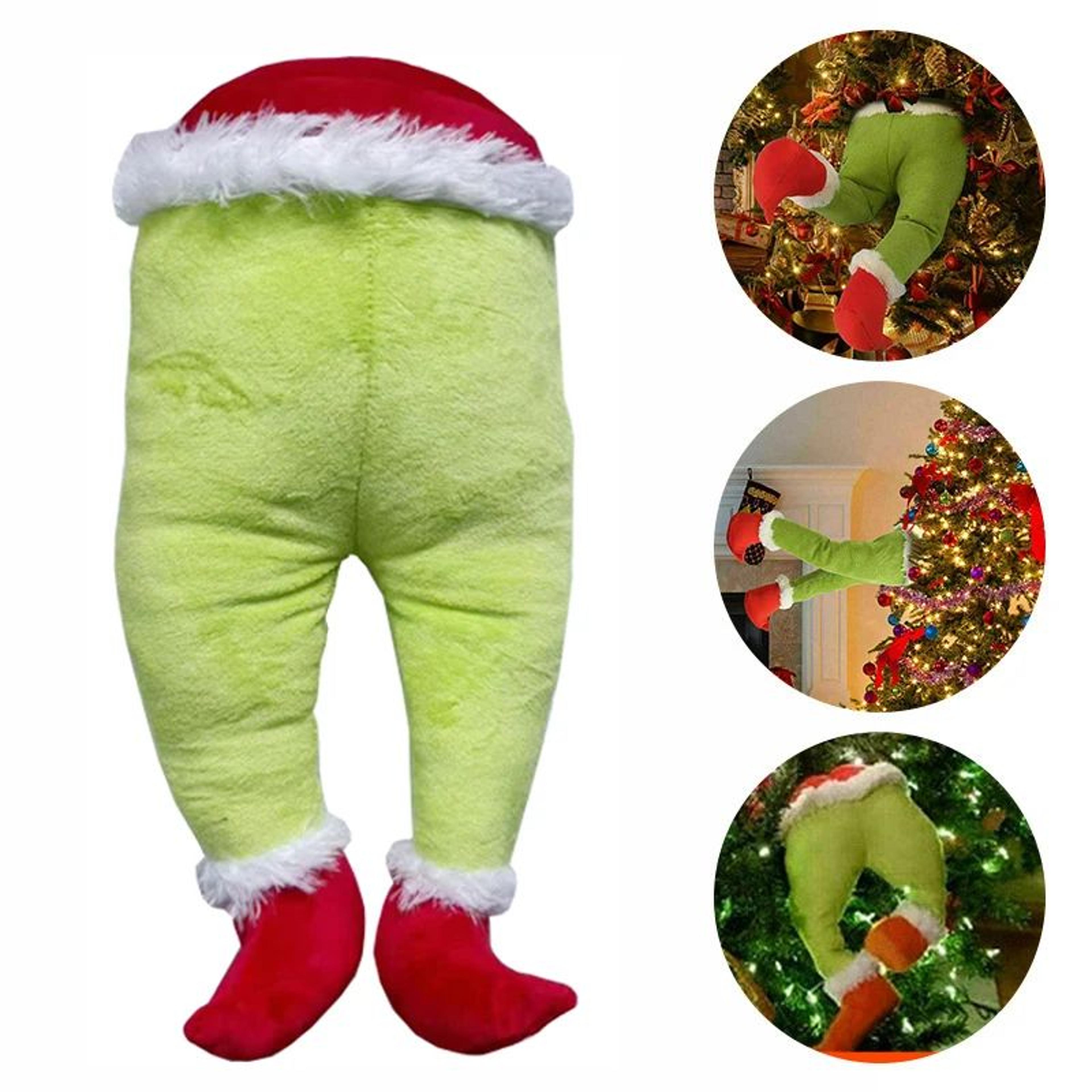 santa claus legs christmas ornament – red & green hanging holiday decoration