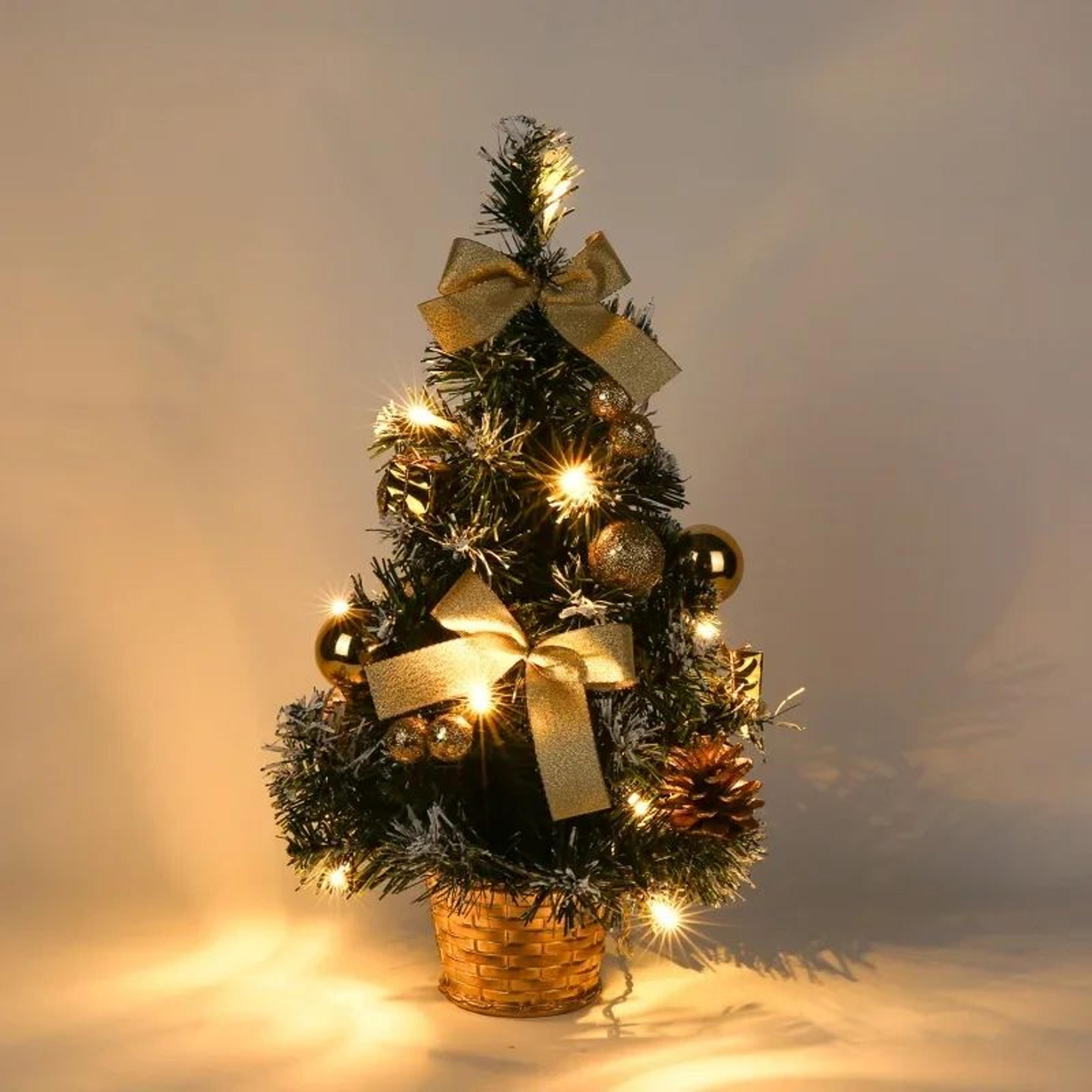 led mini pine christmas tree night light – 15.7in festive tabletop holiday decoration
