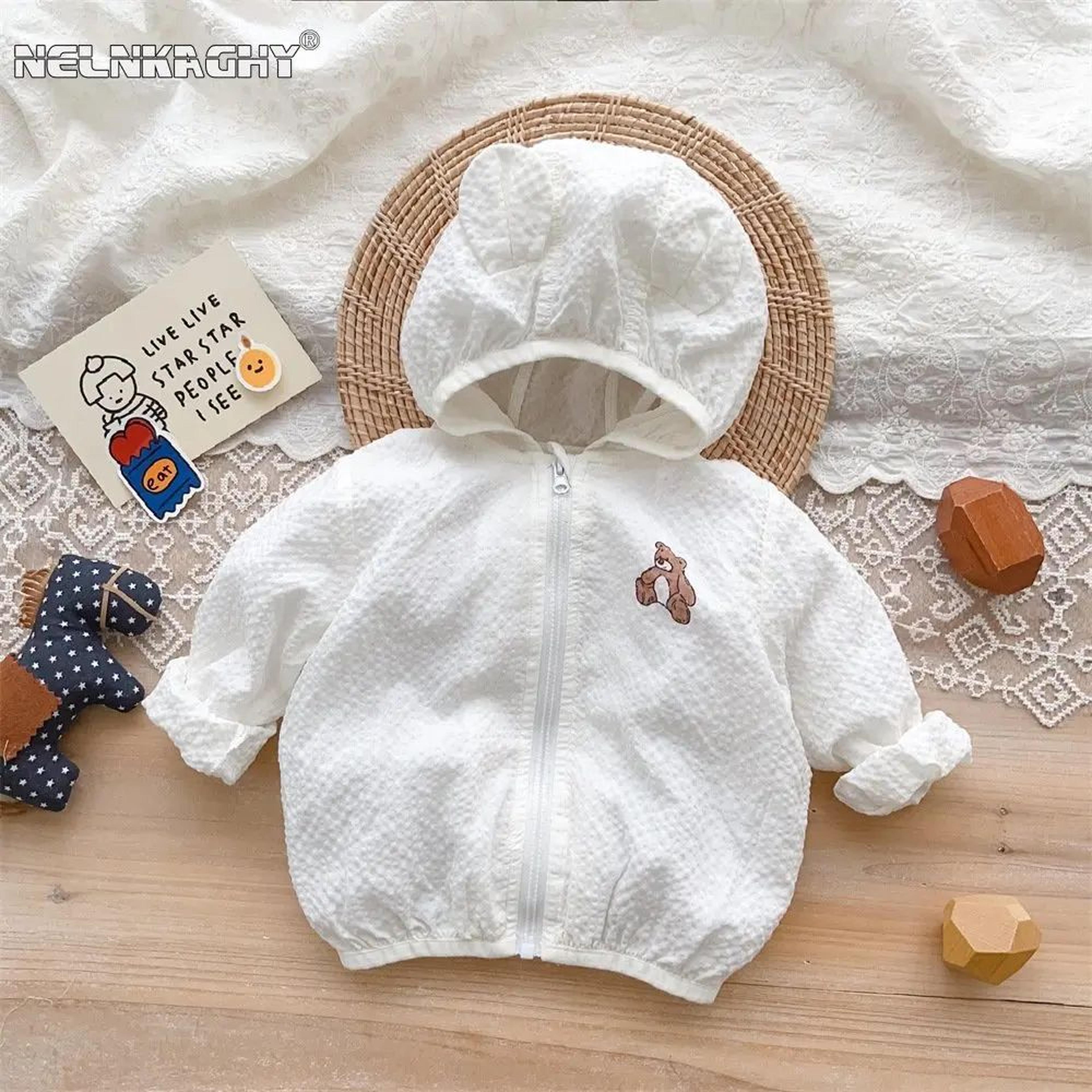 cute bear baby sun protection jacket – lightweight uv protective coat for infants & toddlers