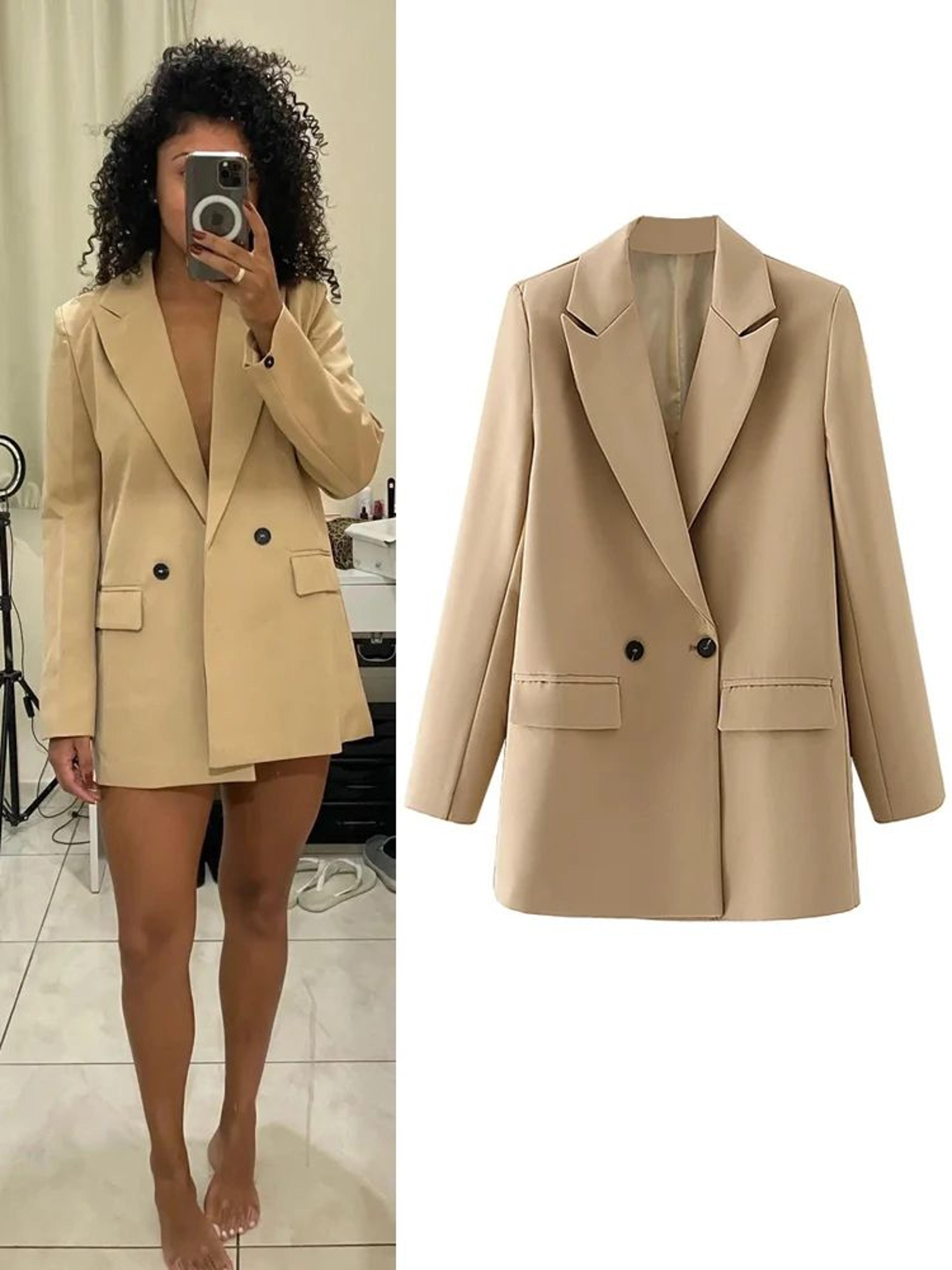 hxao women's double-breasted office blazer – elegant notched collar business suit jacket