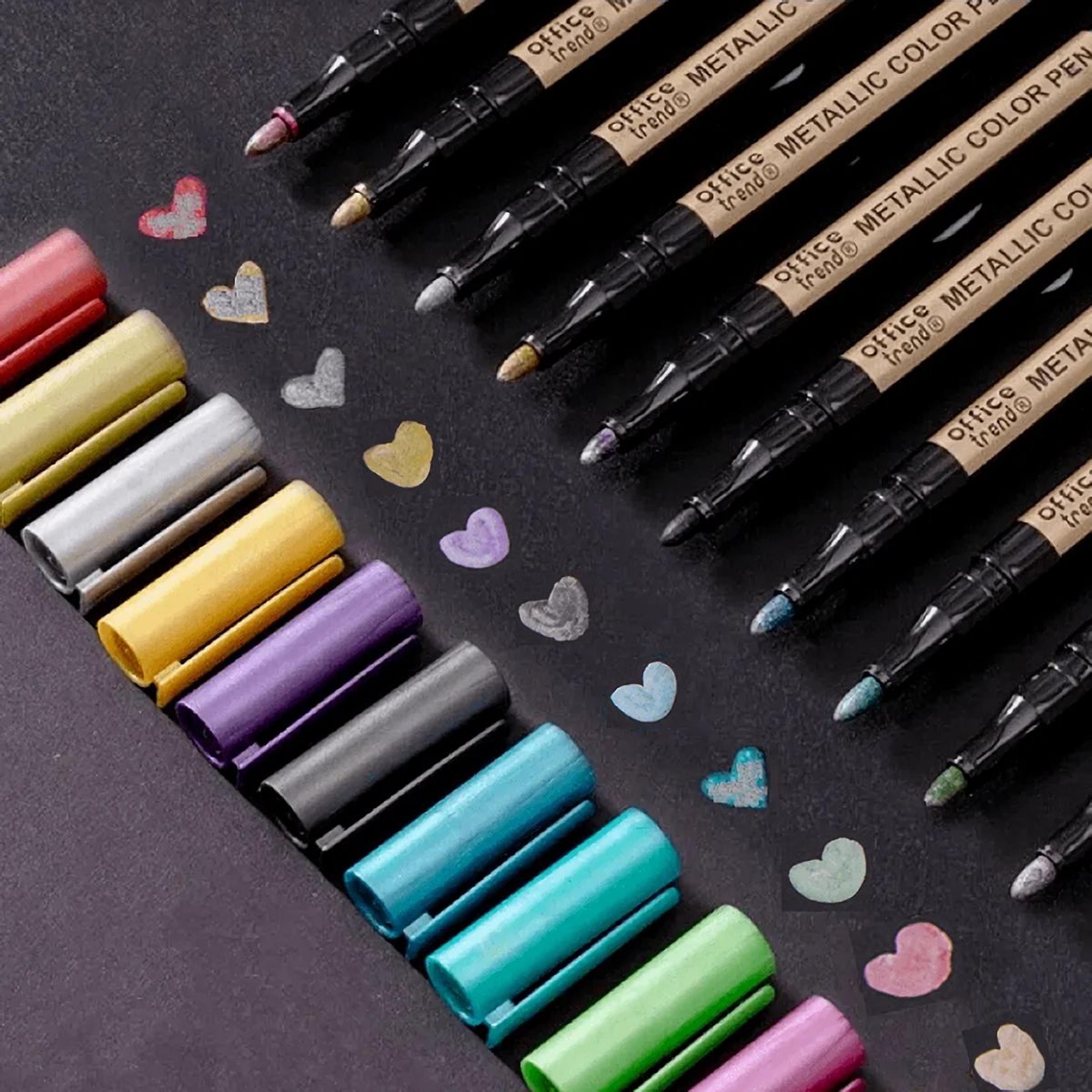 10-piece metallic paint marker pen set – waterproof fine tip markers for rock, glass & diy crafts