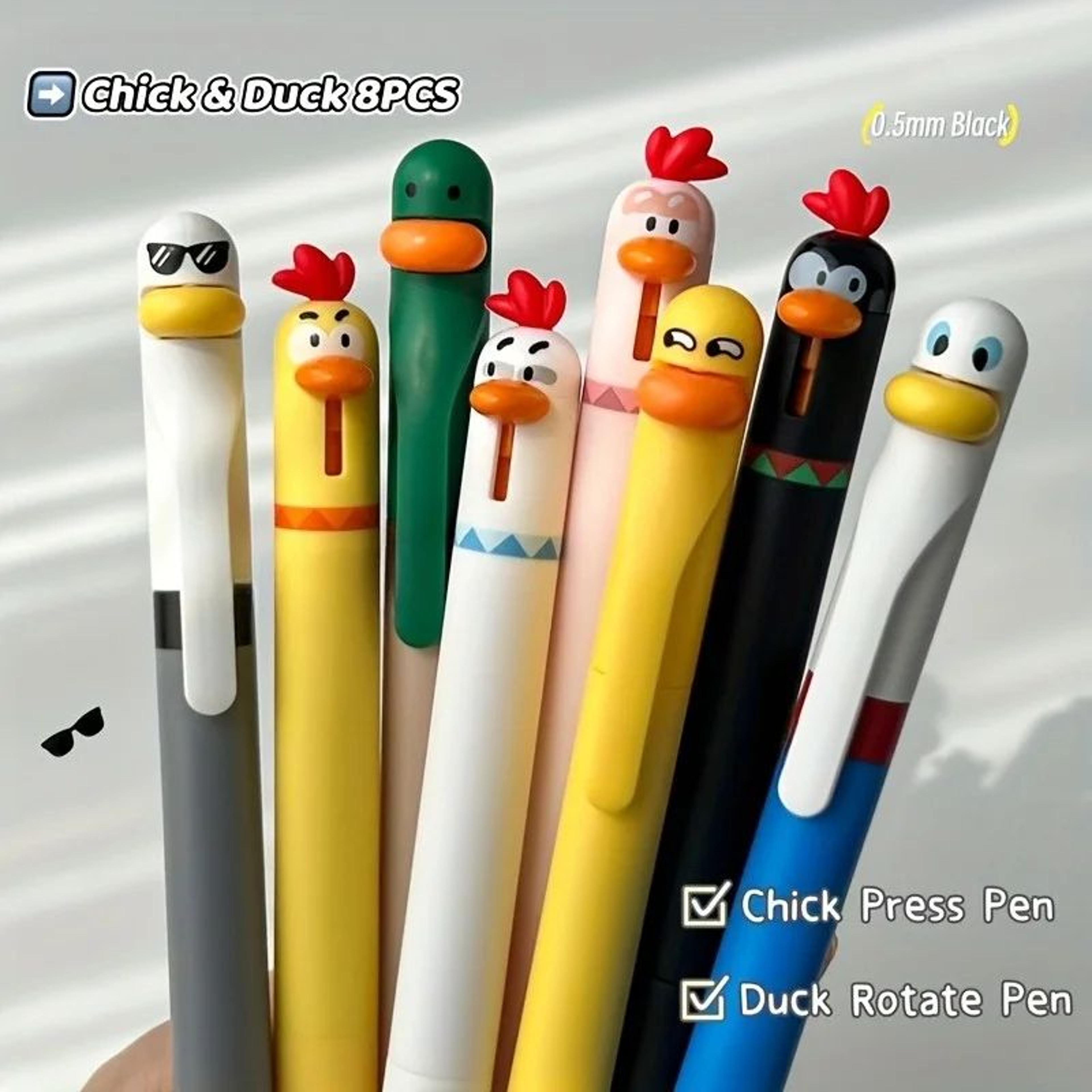 funny chicken rotating gel pens set – 0.5mm cute pressing black ink writing pens
