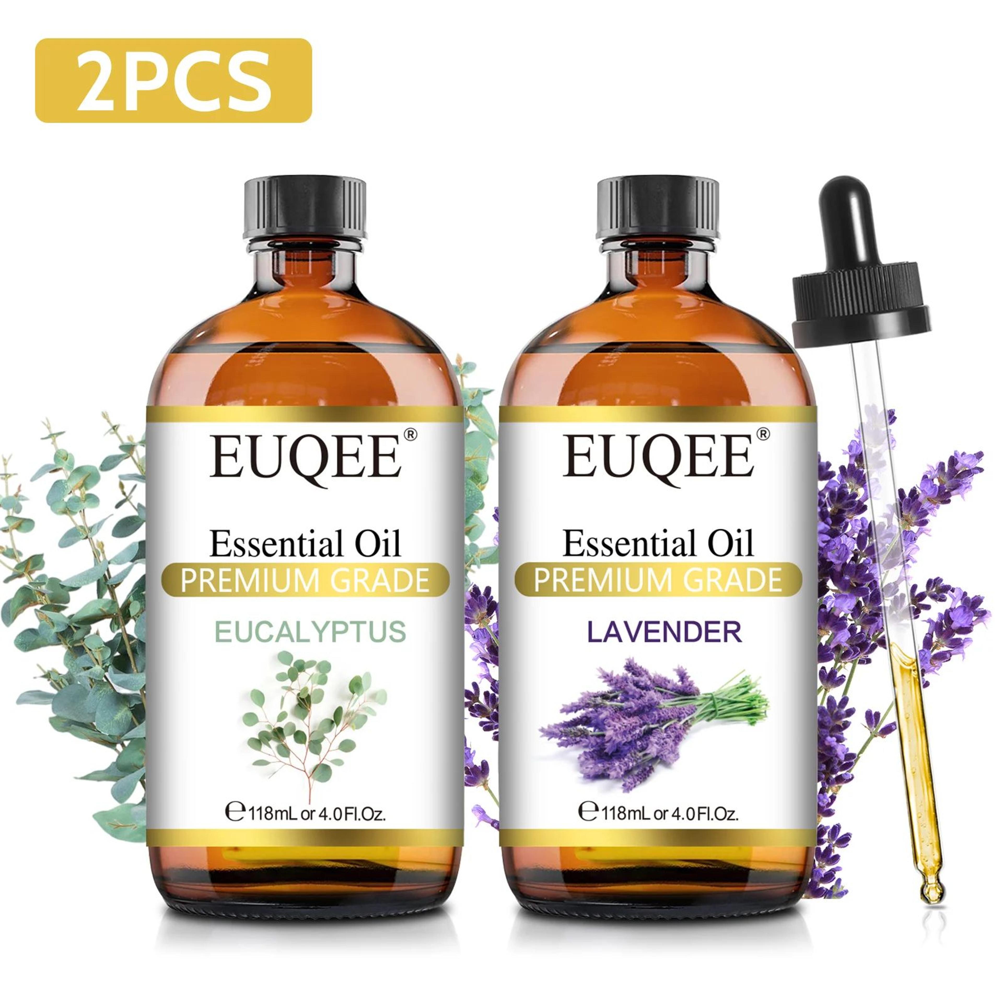 euqee 3.99 fl oz essential oil with glass dropper – lavender, jasmine, eucalyptus, vanilla & peppermint aromatherapy oil