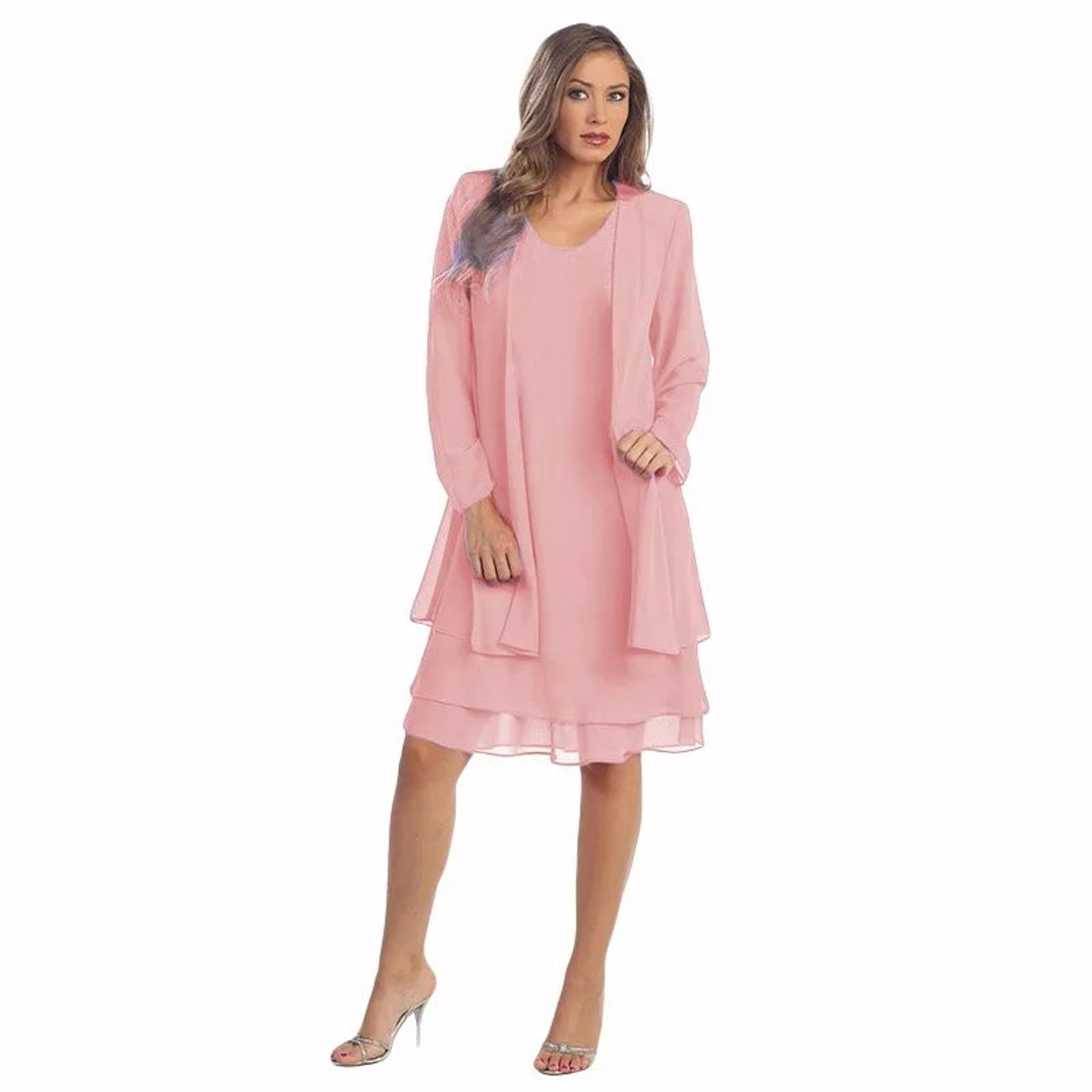 yihddy women's 2-piece chiffon dress set – elegant long sleeve cardigan & knee-length party dress plus size