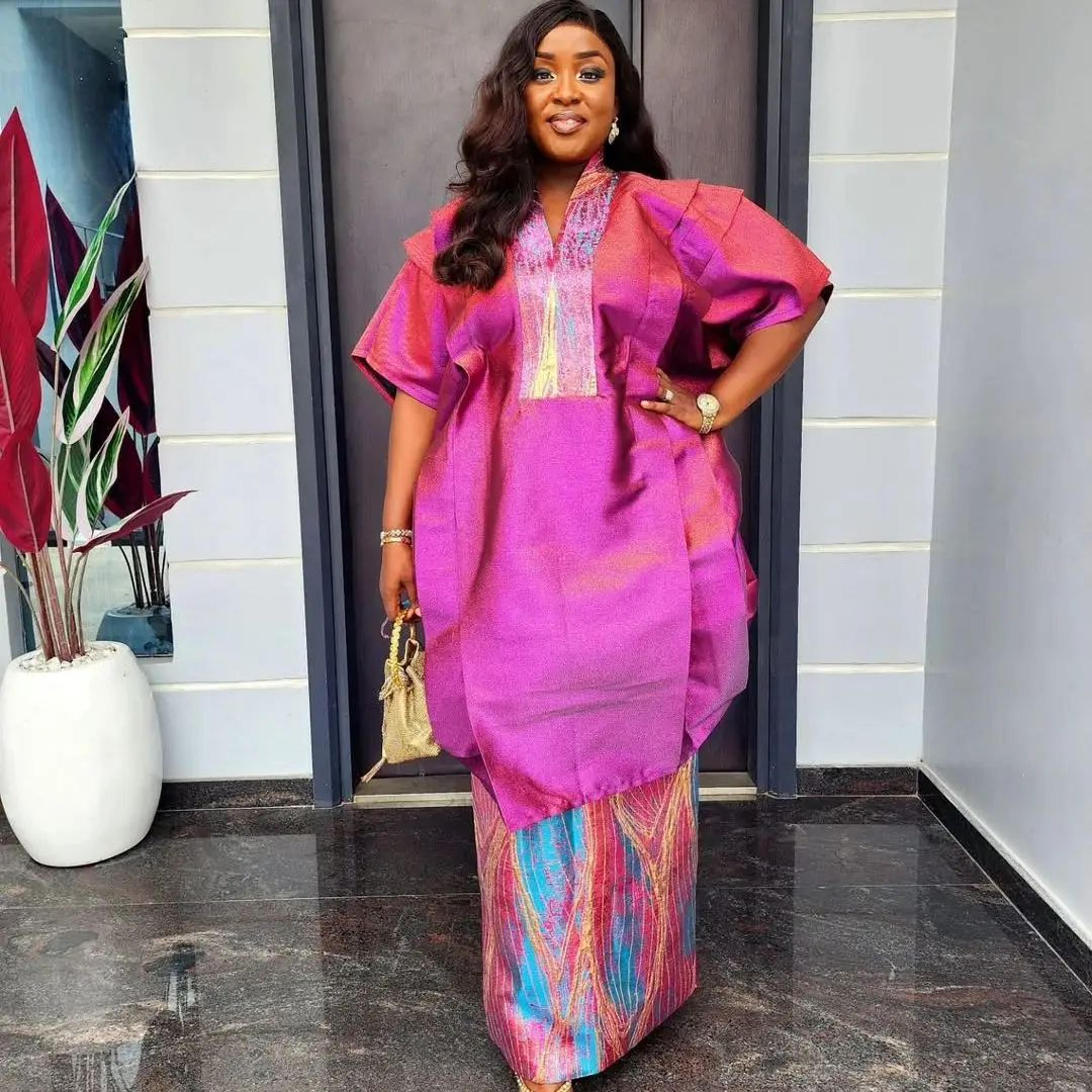 fashion women's 2-piece african dashiki ankara set – plus size top & skirt wedding party outfit