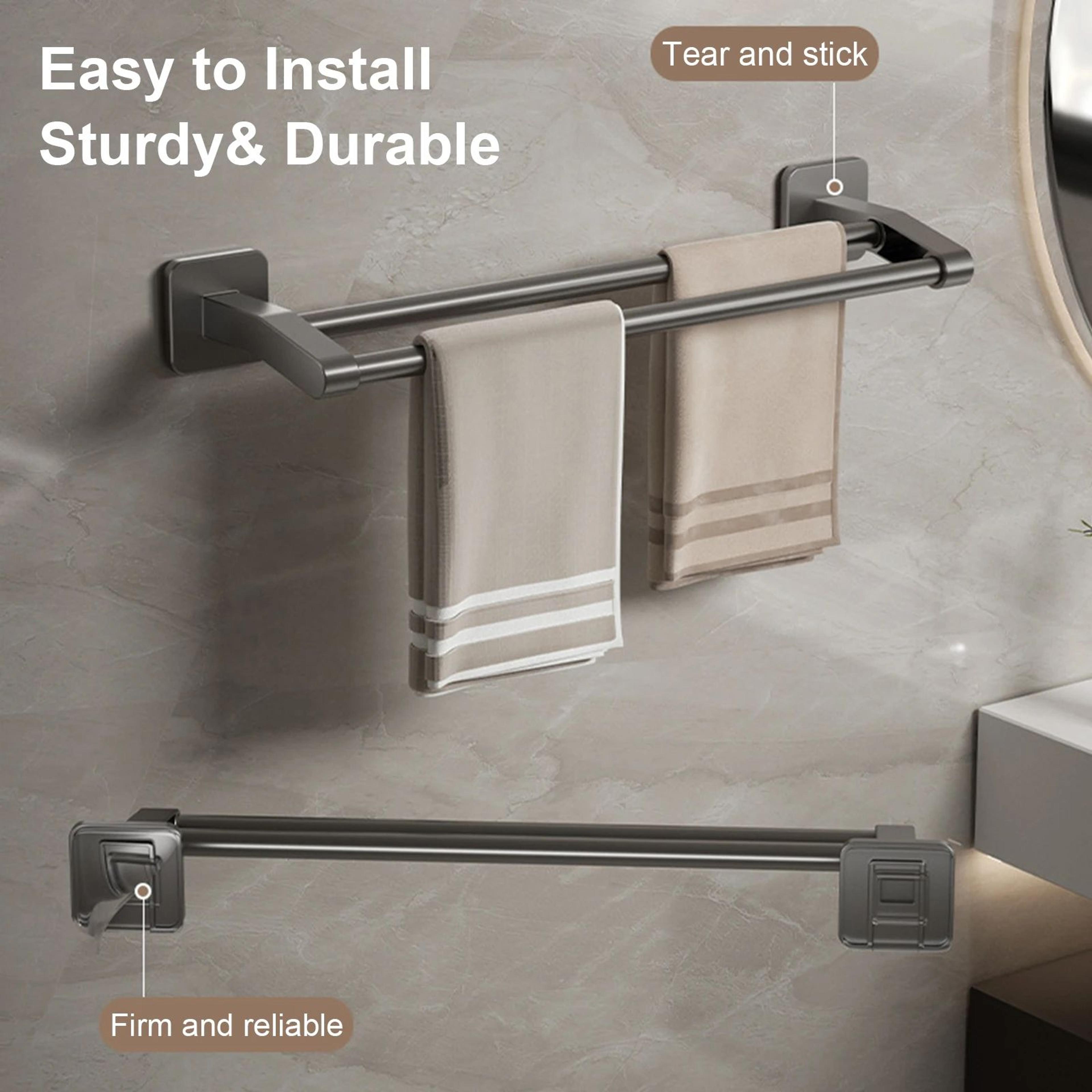 wall mount double towel rack – no drill abs 2-tier bathroom towel bar