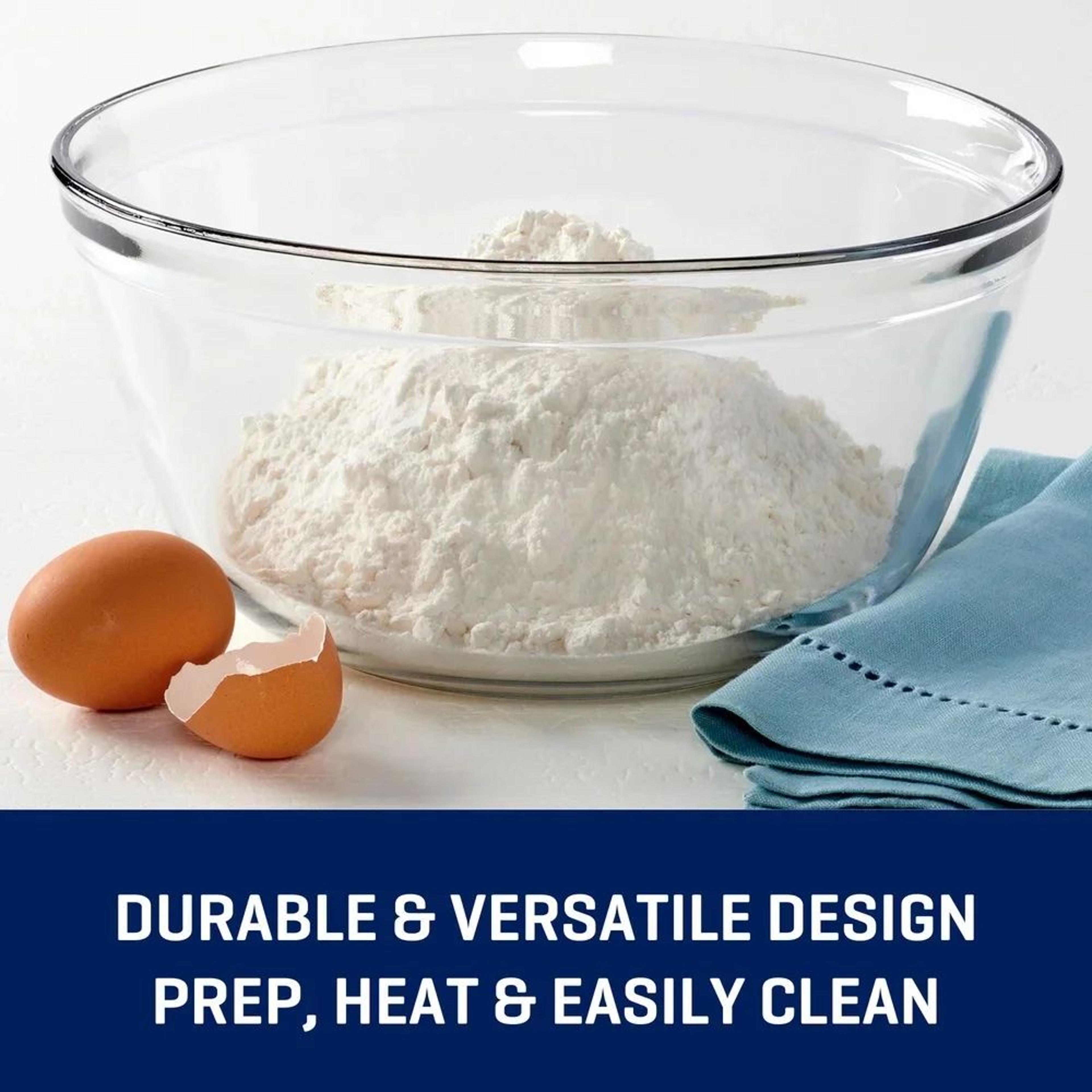 4qt durable glass mixing bowl – microwave safe shatter-resistant bowl for baking, mixing & food storage