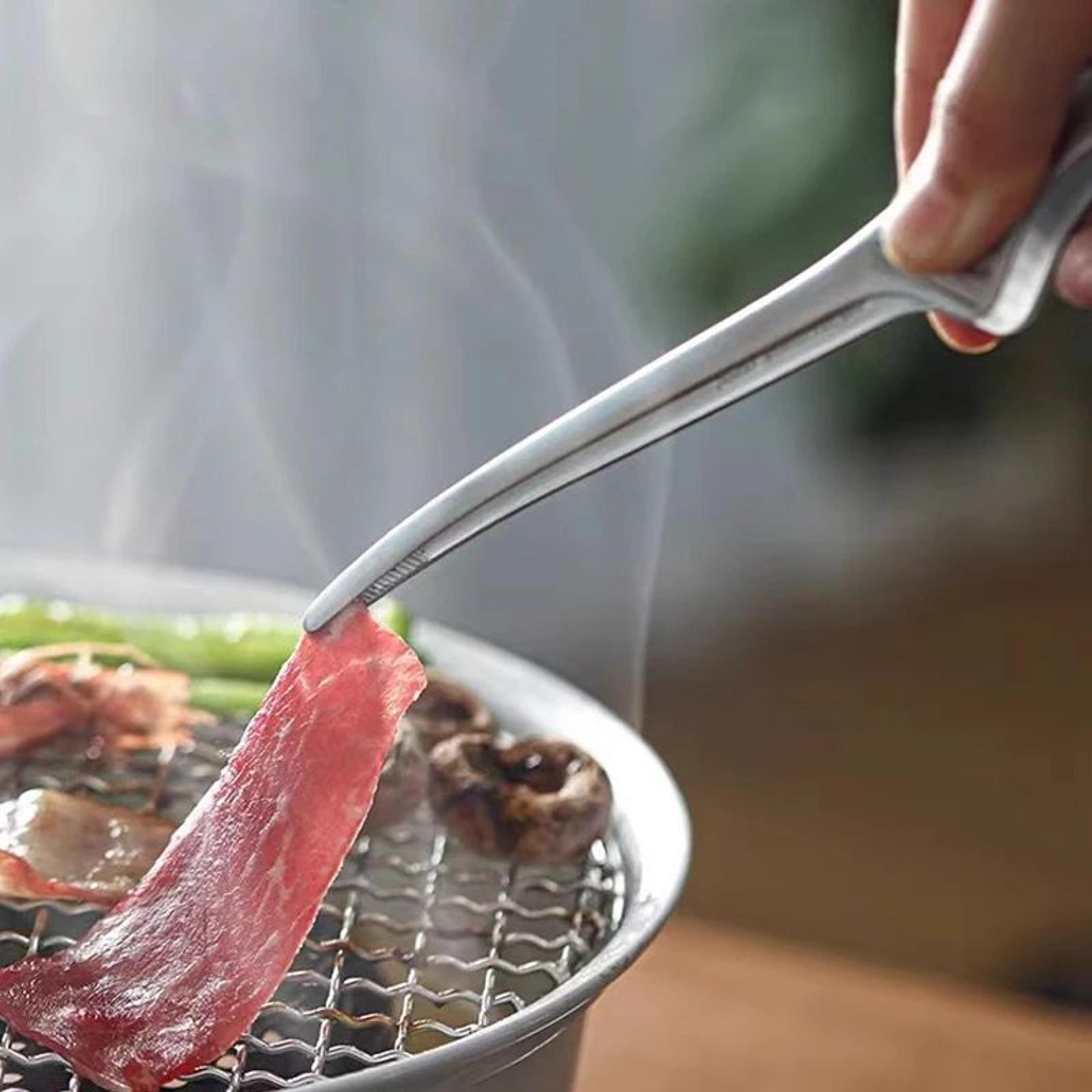stainless steel bbq food tongs – non-slip grilling clips for steak, baking & kitchen cooking