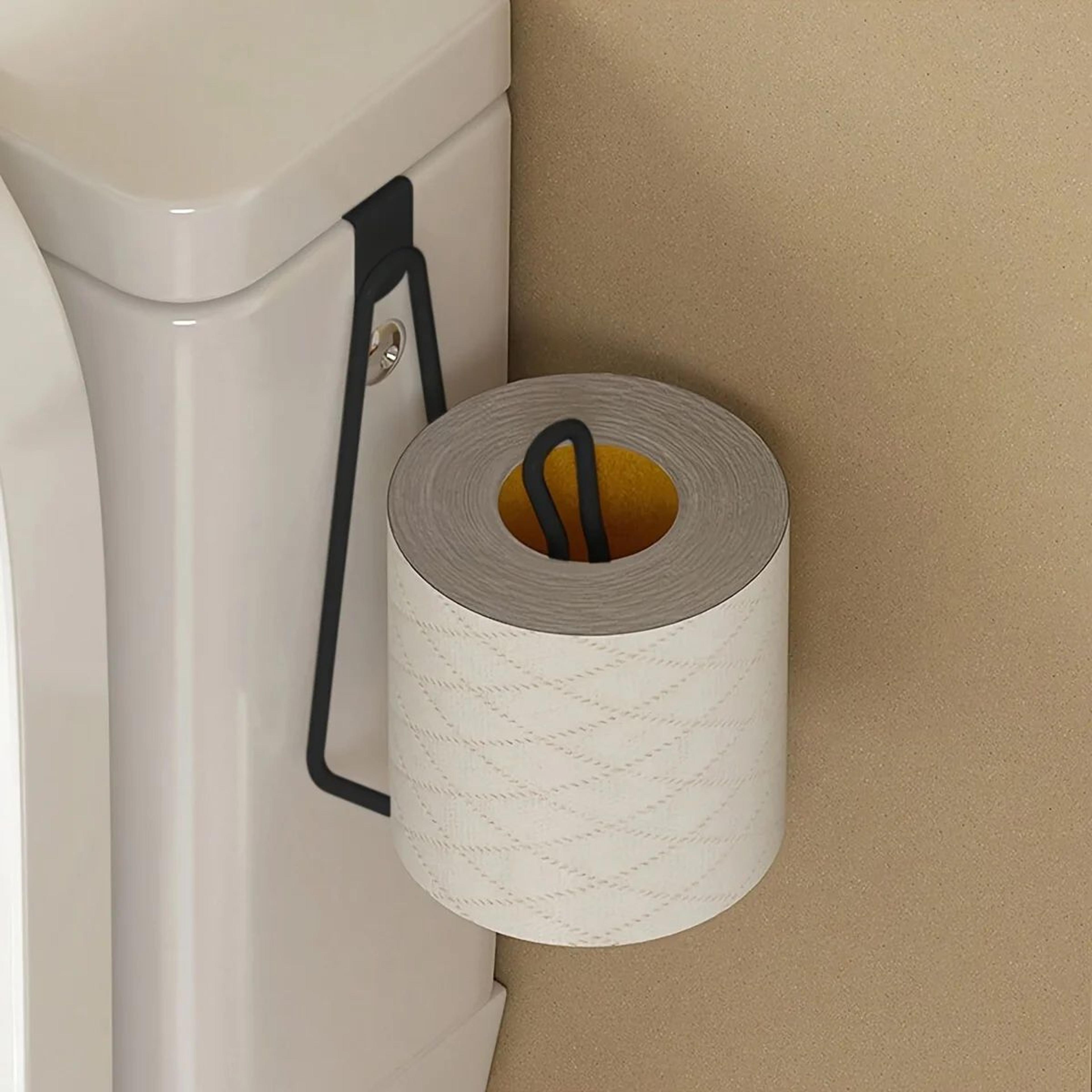 no-drill wall mount toilet paper holder – space-saving bathroom tissue roll hanger with painted finish