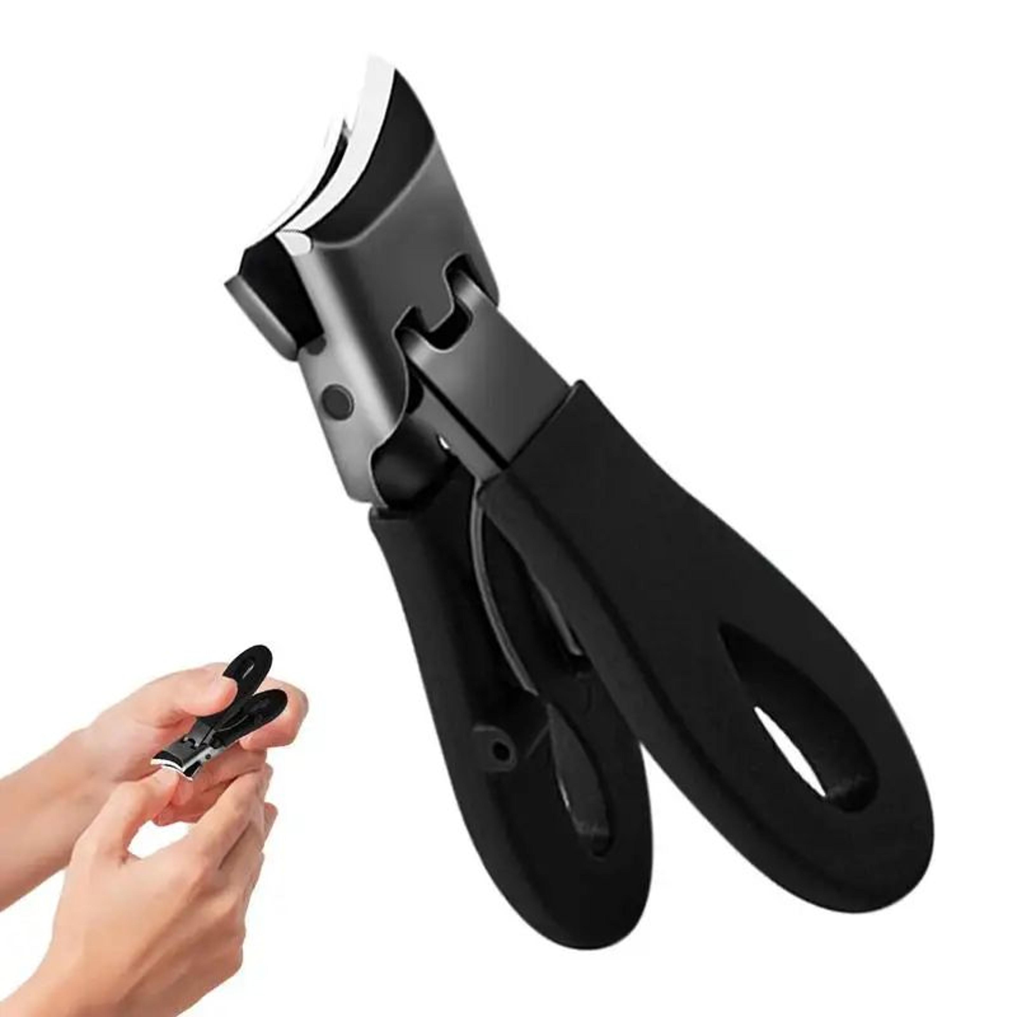 wide jaw slanted nail clippers – curved precision toenail cutter for thick nails & travel grooming