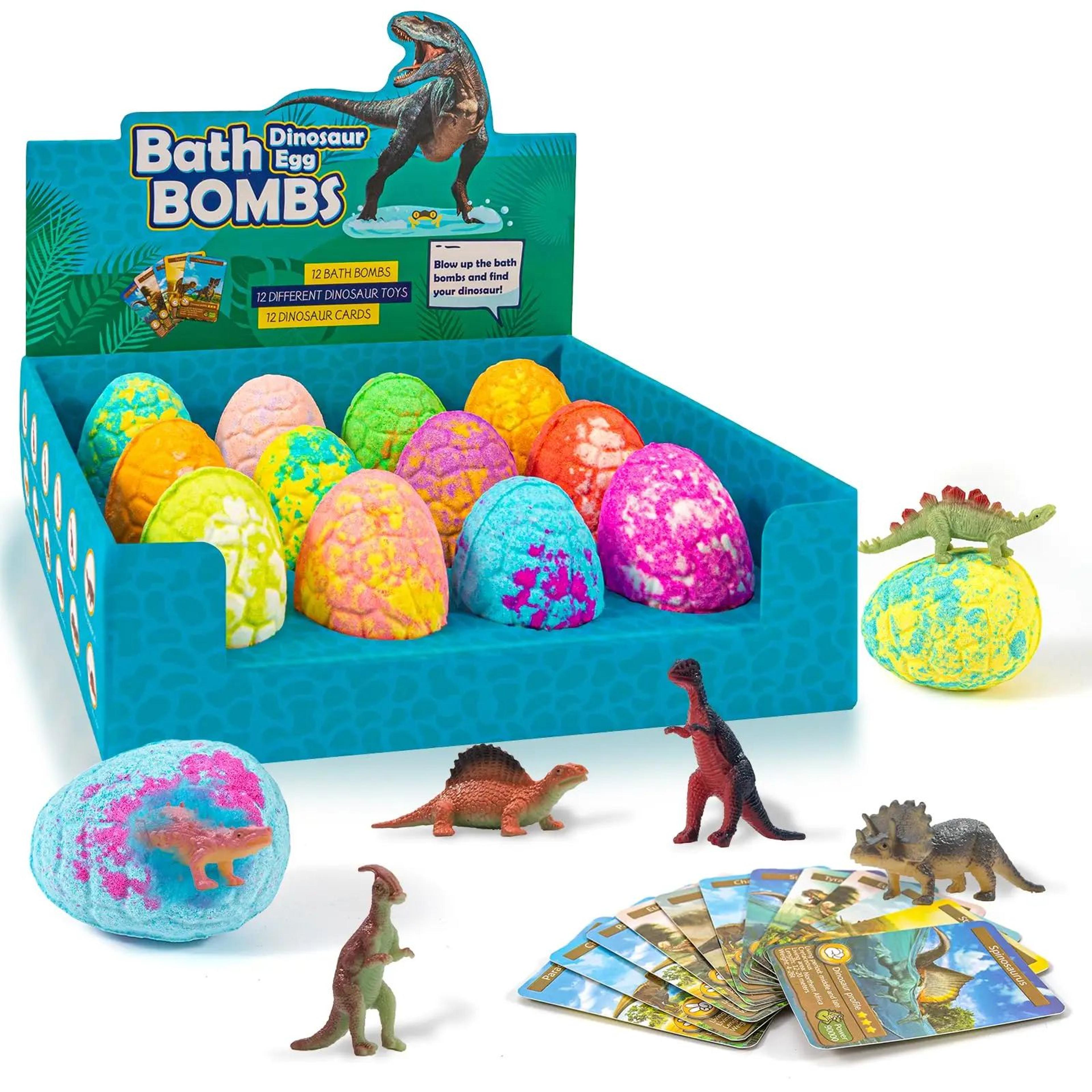 12pcs dinosaur bath bombs for kids with surprise toys – dino egg fizzy bath gift set