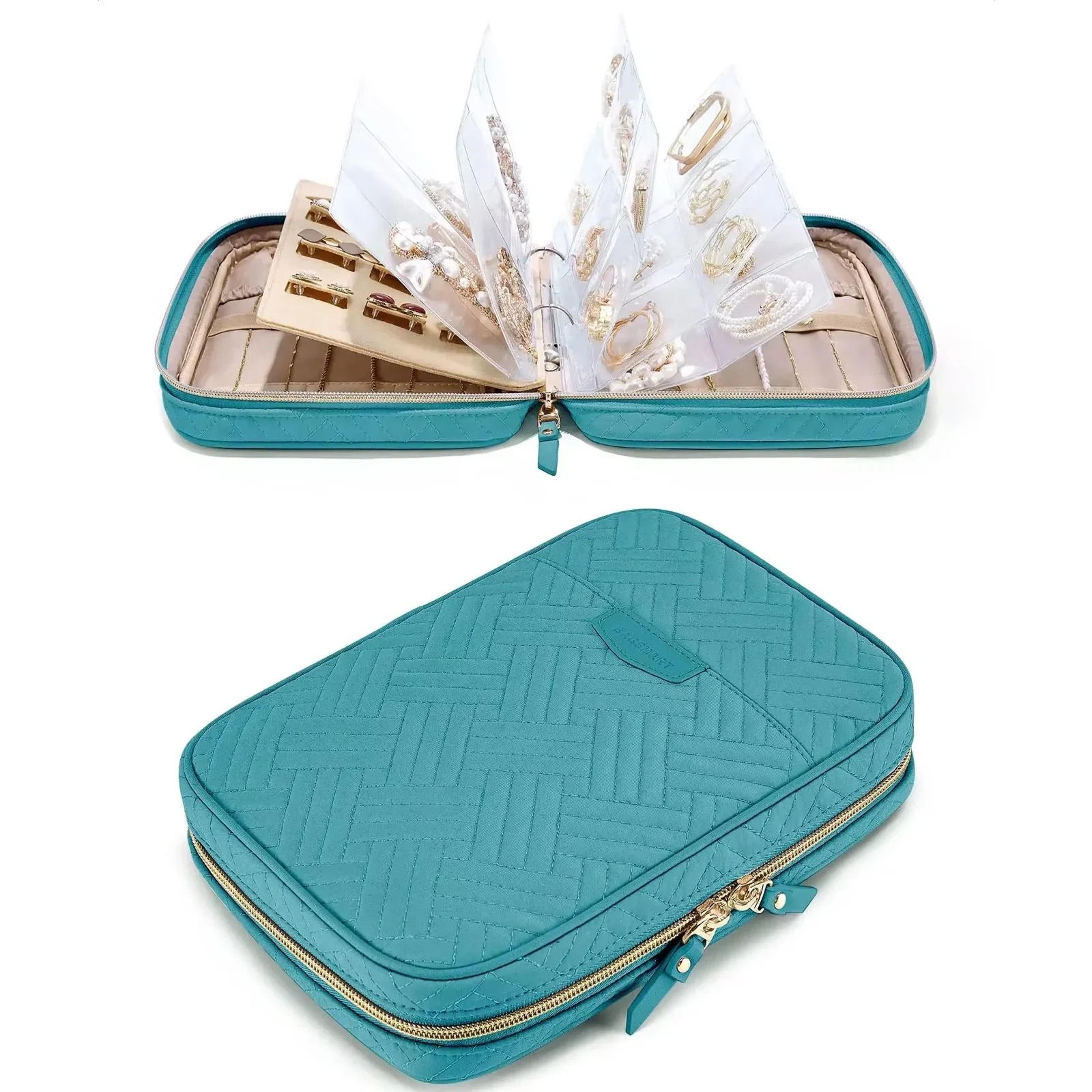 transparent jewelry travel organizer book – ring binder storage case for necklaces, earrings & rings