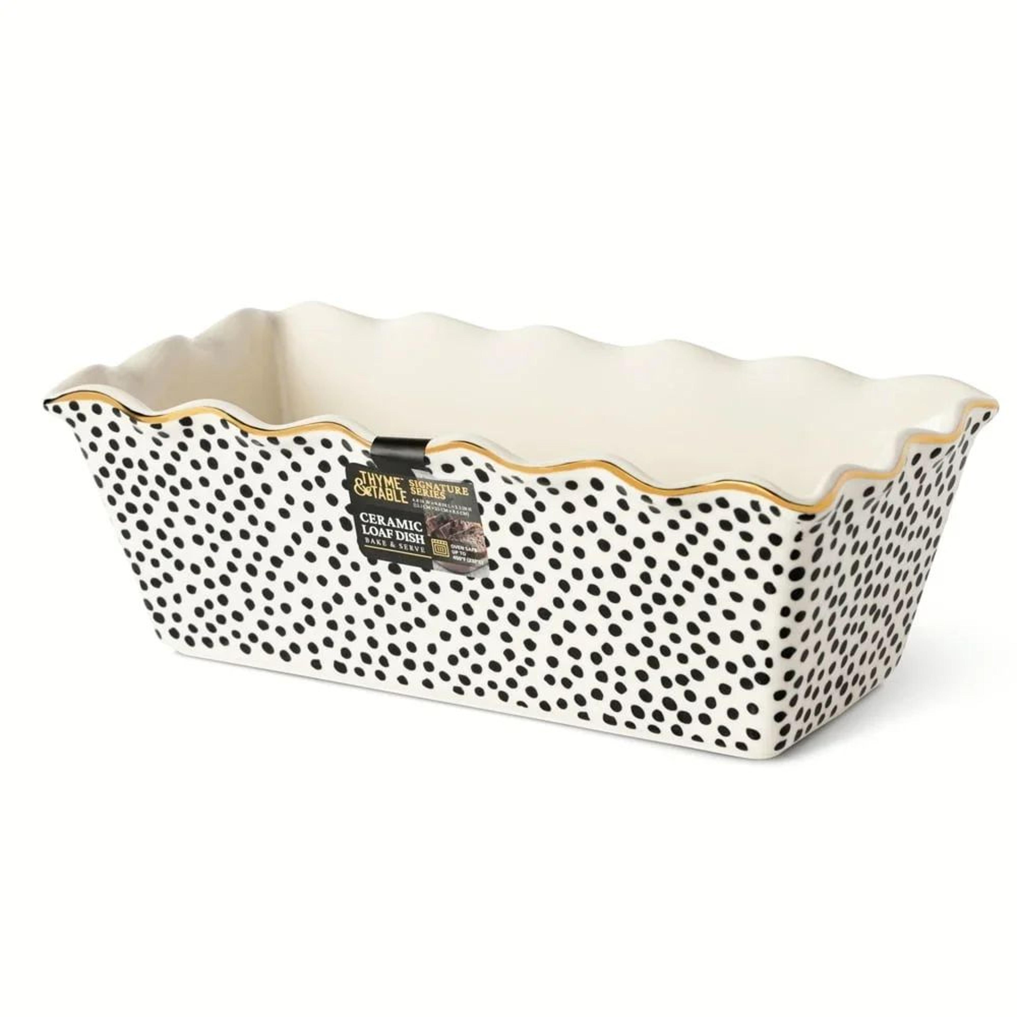 9-inch nonstick ceramic loaf pan with dot pattern oven-safe bread & cake baking dish