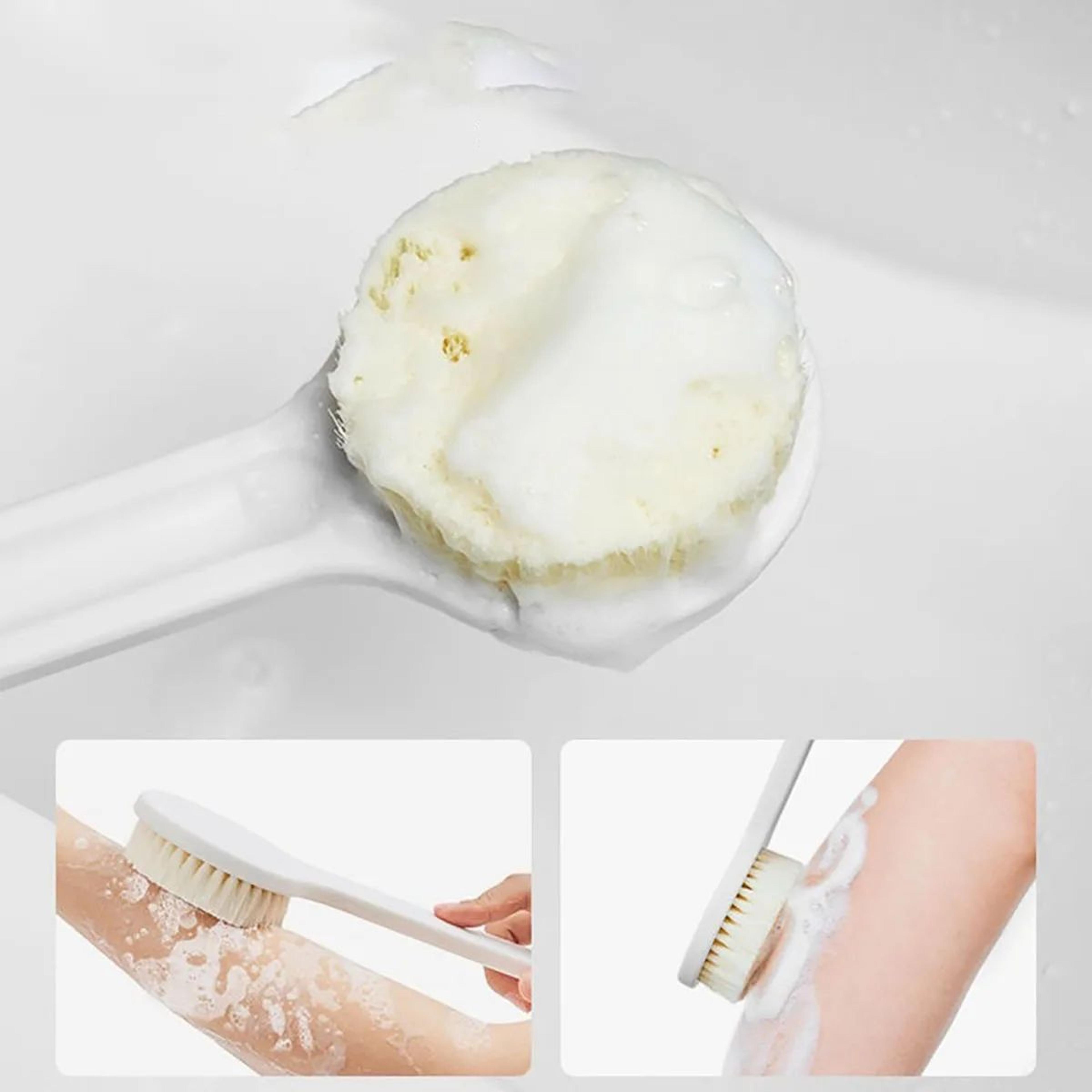 japanese long handle soft bristle bath brush – gentle back scrubber & body cleansing massage brush