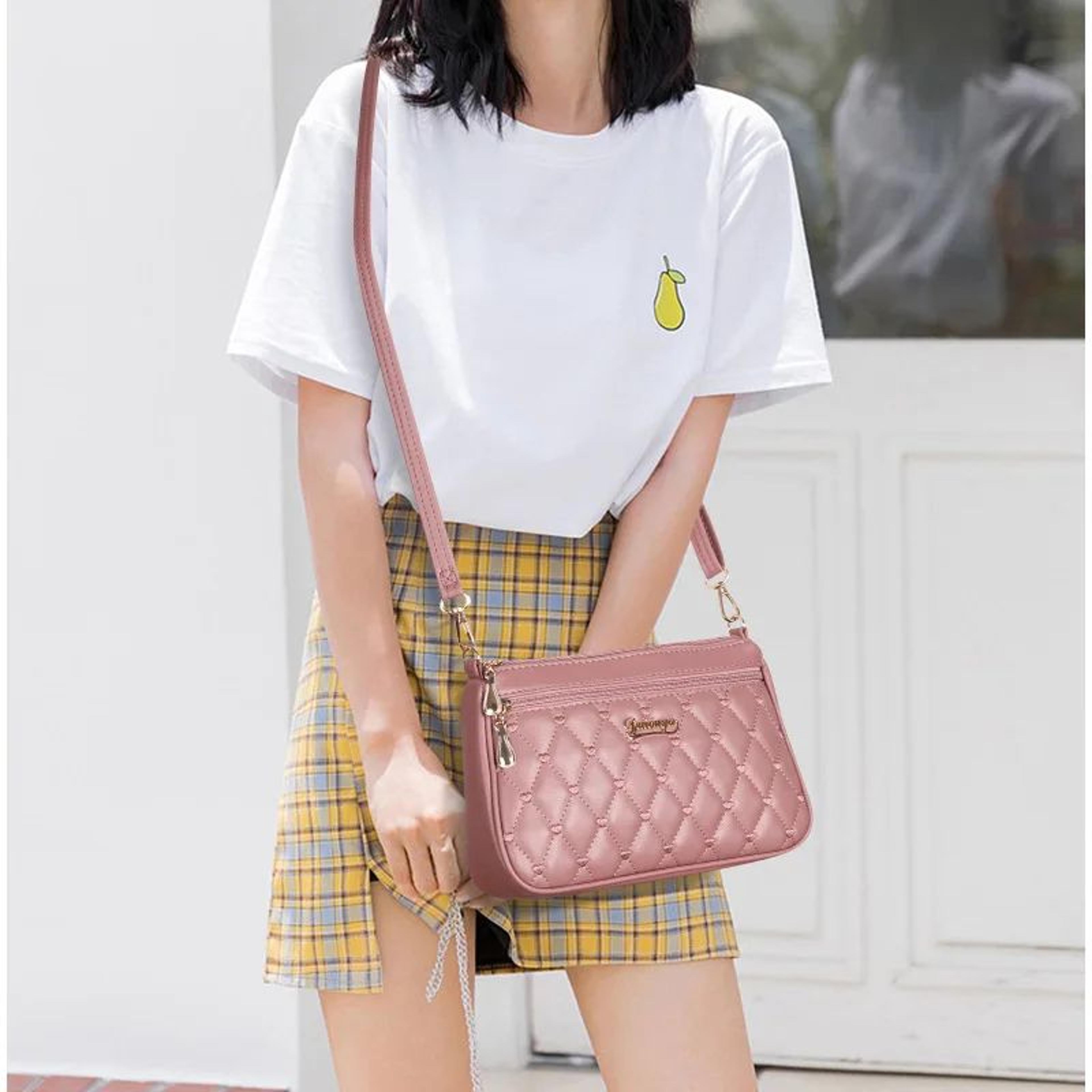 pu leather crossbody bag for women, large capacity shoulder handbag with zipper & embroidery design