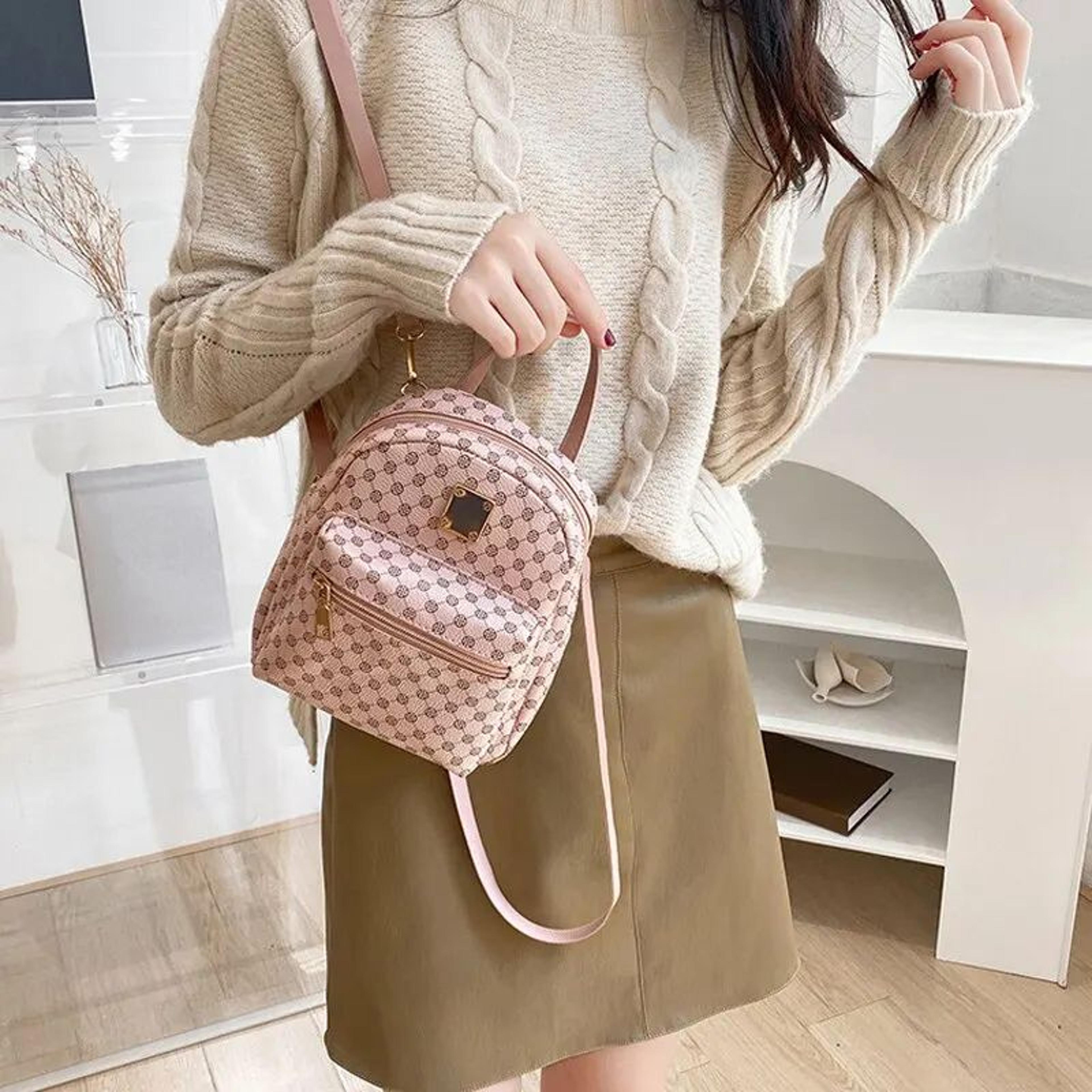 women's fashion mini backpack, pu leather school bag convertible crossbody shoulder handbag