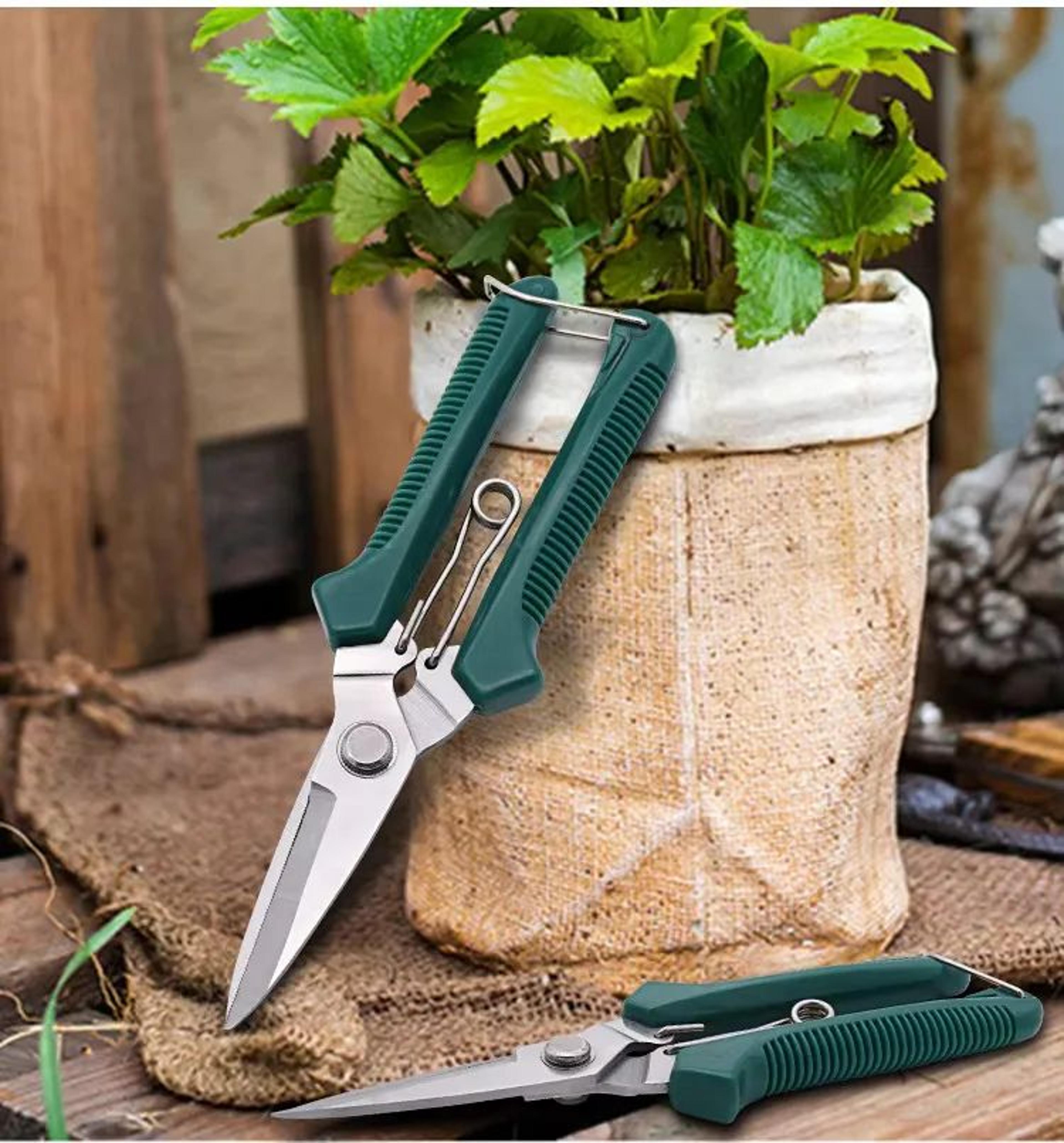 stainless steel straight head pruning shears – ergonomic non-slip garden clippers for bonsai & plants