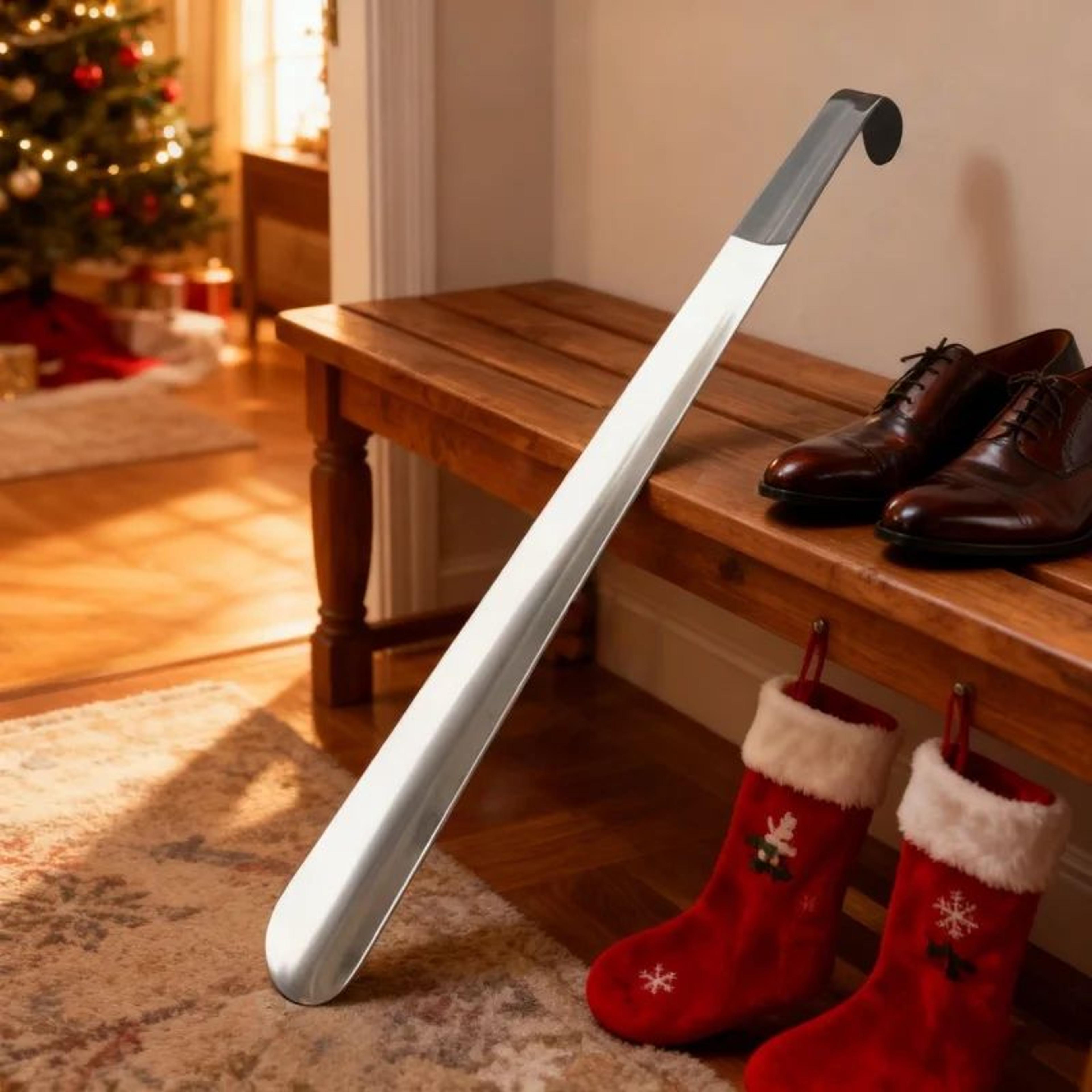 16.5in long handle metal shoe horn – durable easy slip-on shoe helper for men & women