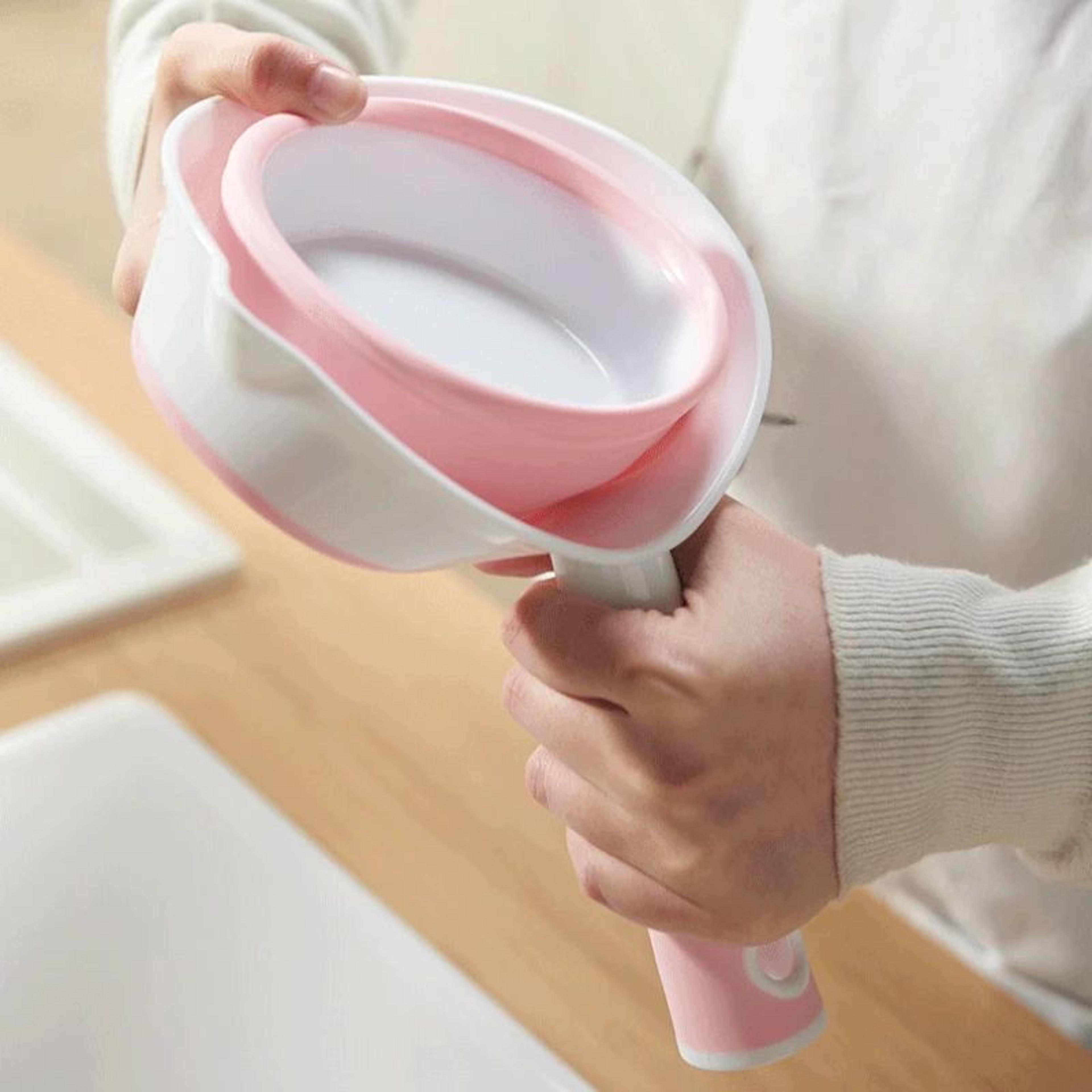 large folding water scoop with long handle – durable thickened pp plastic dip bucket for kitchen & bathroom