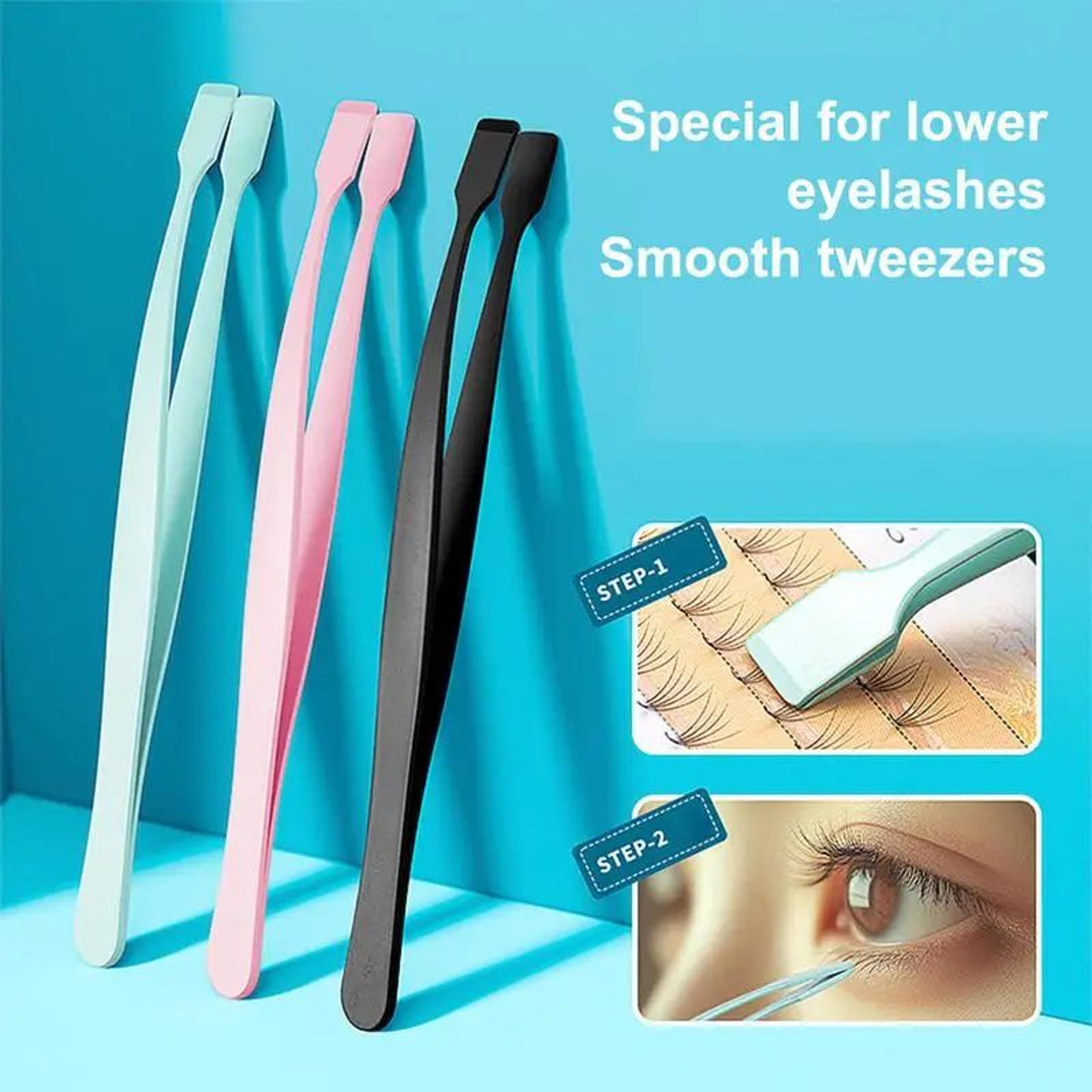 precision eyelash applicator tweezers – non-slip stainless steel lash tool for cluster & strip lashes