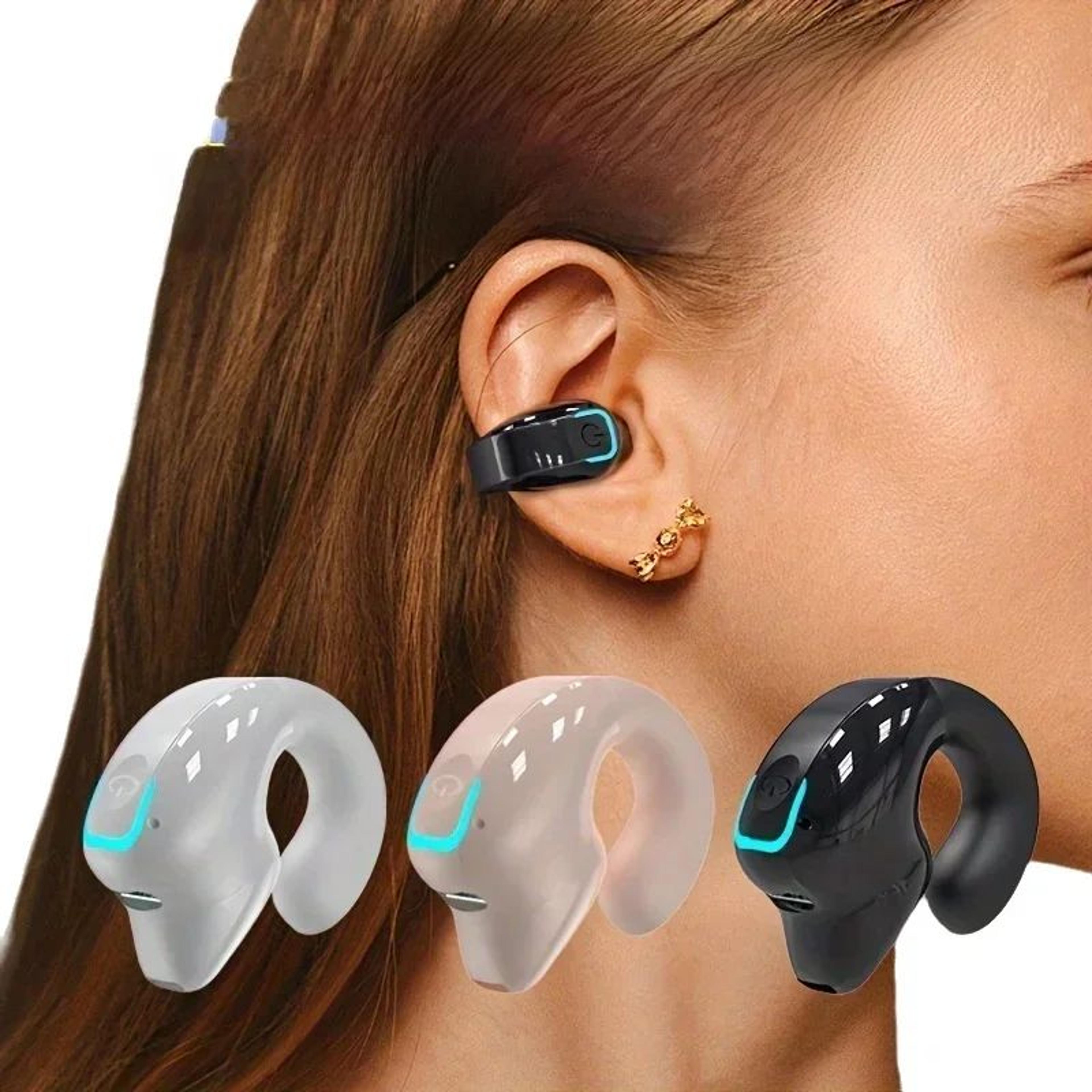 wireless bone conduction ear clip headphones – bluetooth 5.3 open-ear sport earbuds with mic