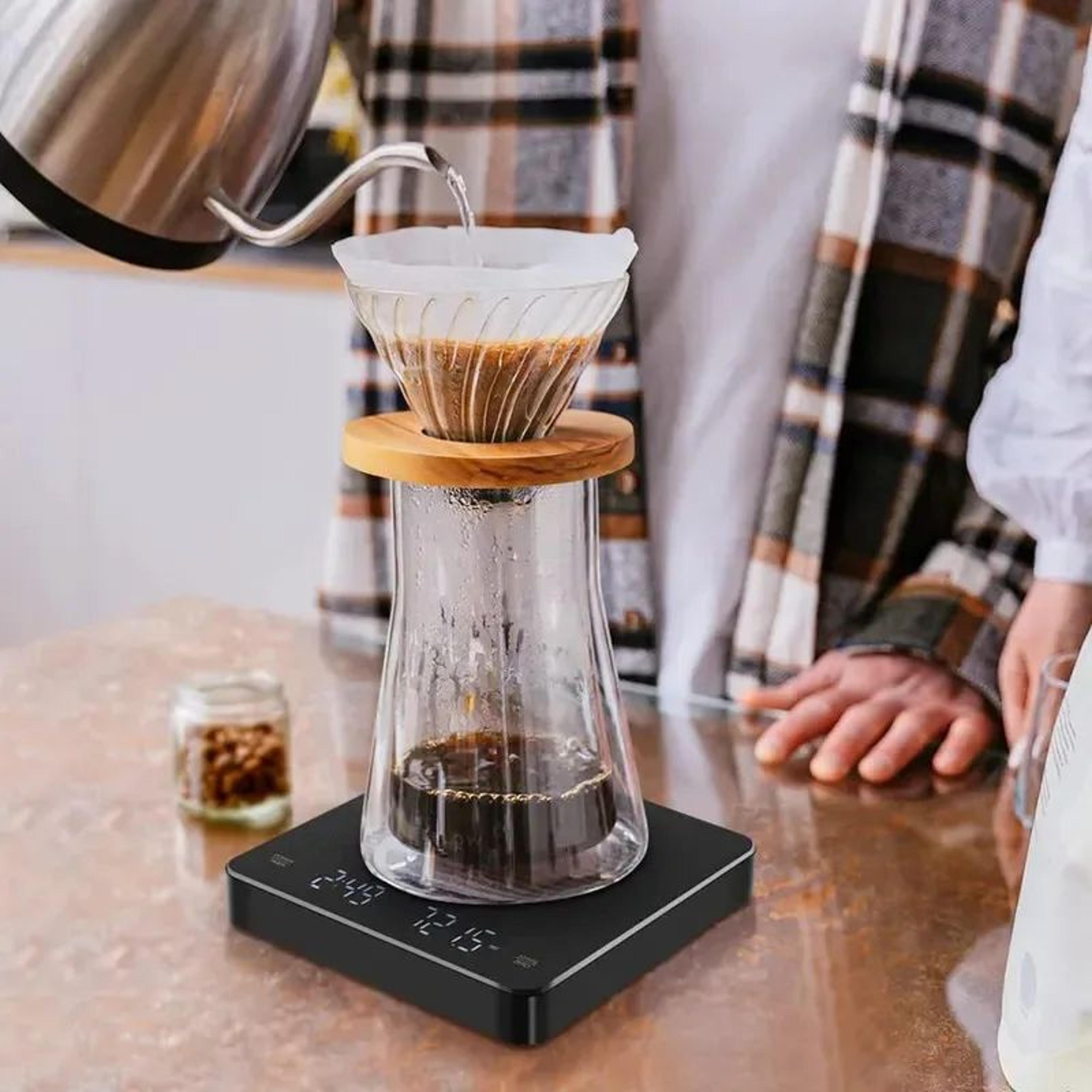 precision brew coffee scale with timer accuracy, usb rechargeable, 6.61 lb capacity