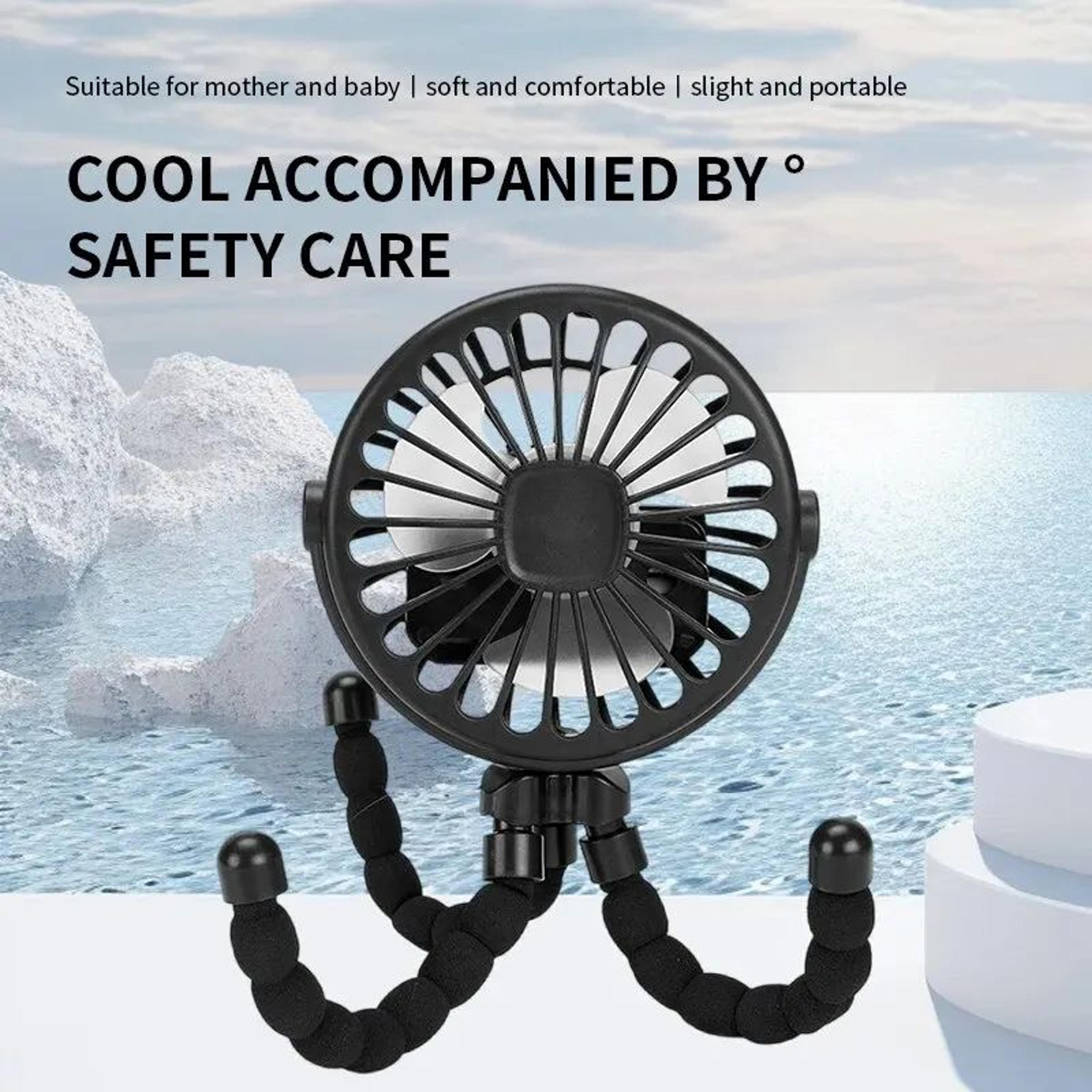 flexicool octopus stroller fan – portable usb mini fan with phone holder & flexible tripod grip