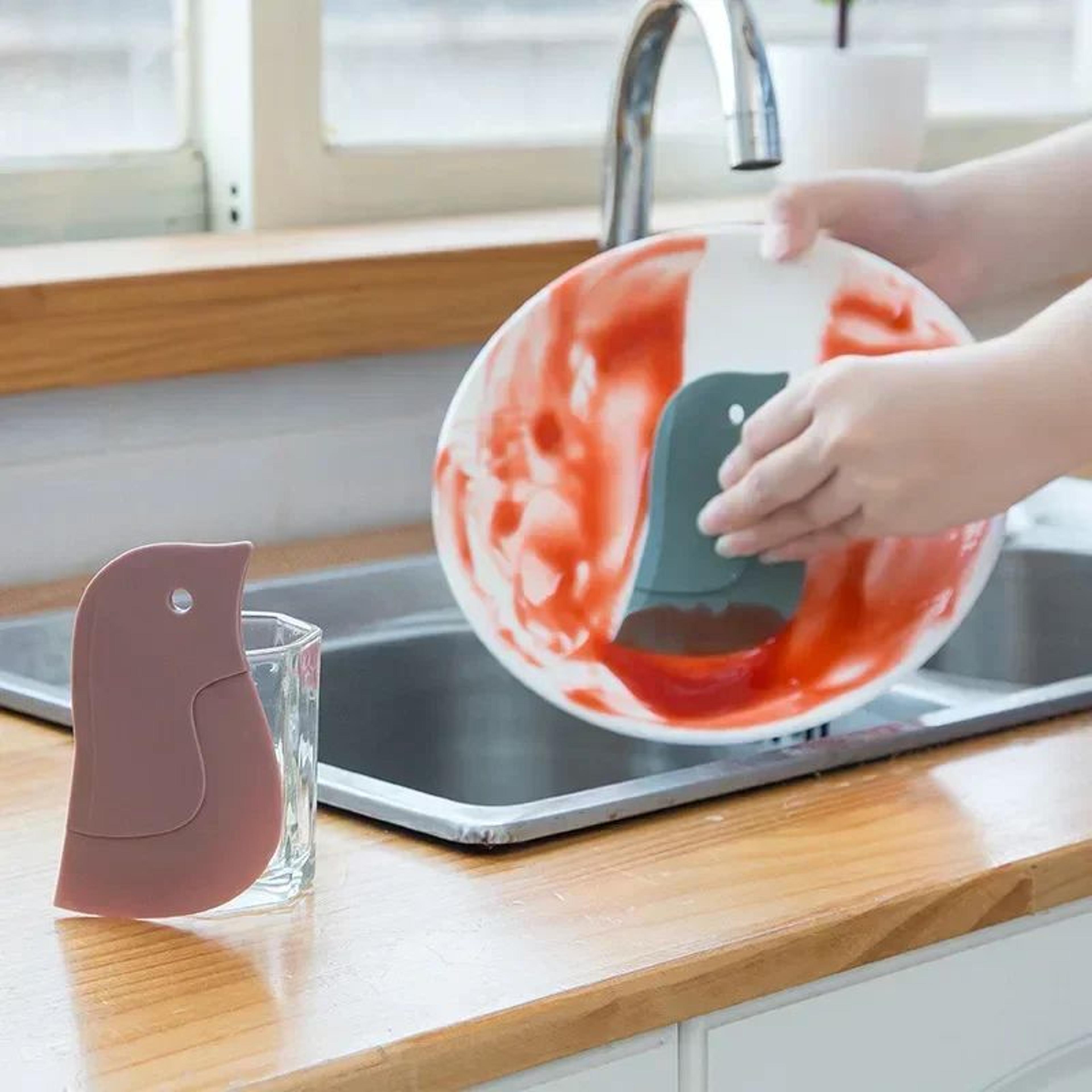 penguclean multi-purpose oil scraper – cute penguin kitchen grease cleaner & baking scraper tool