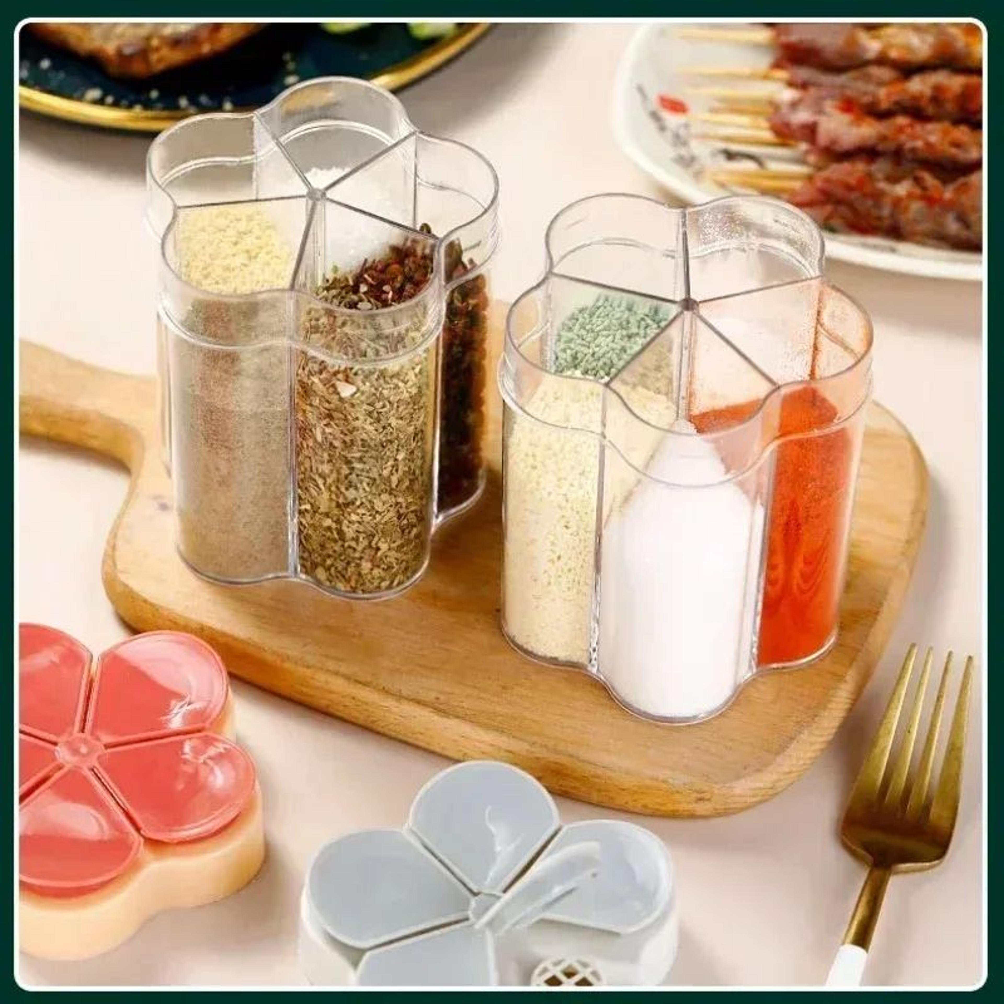 spicego 5-in-1 portable seasoning jar – compact multi-compartment spice organizer for kitchen & camping